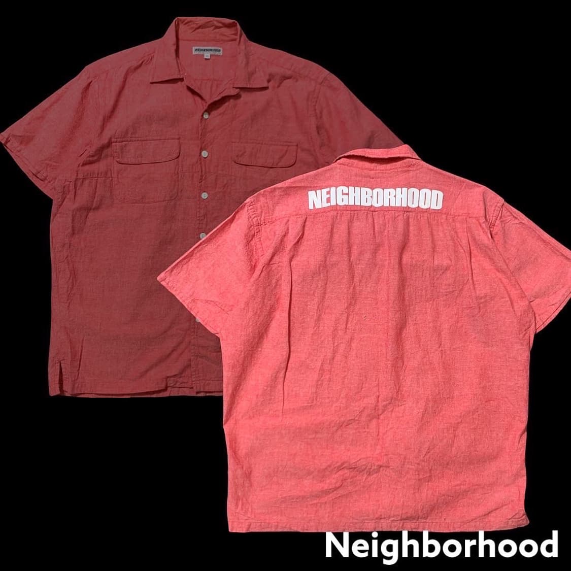 [L] 네이버후드 핑크색 백프린팅 반팔남방 상품이미지1