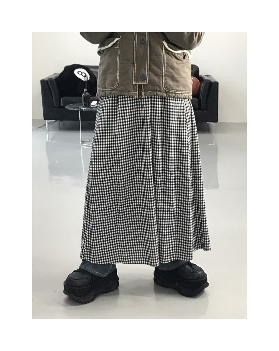 Gu Checked Long Skirts 상품이미지1