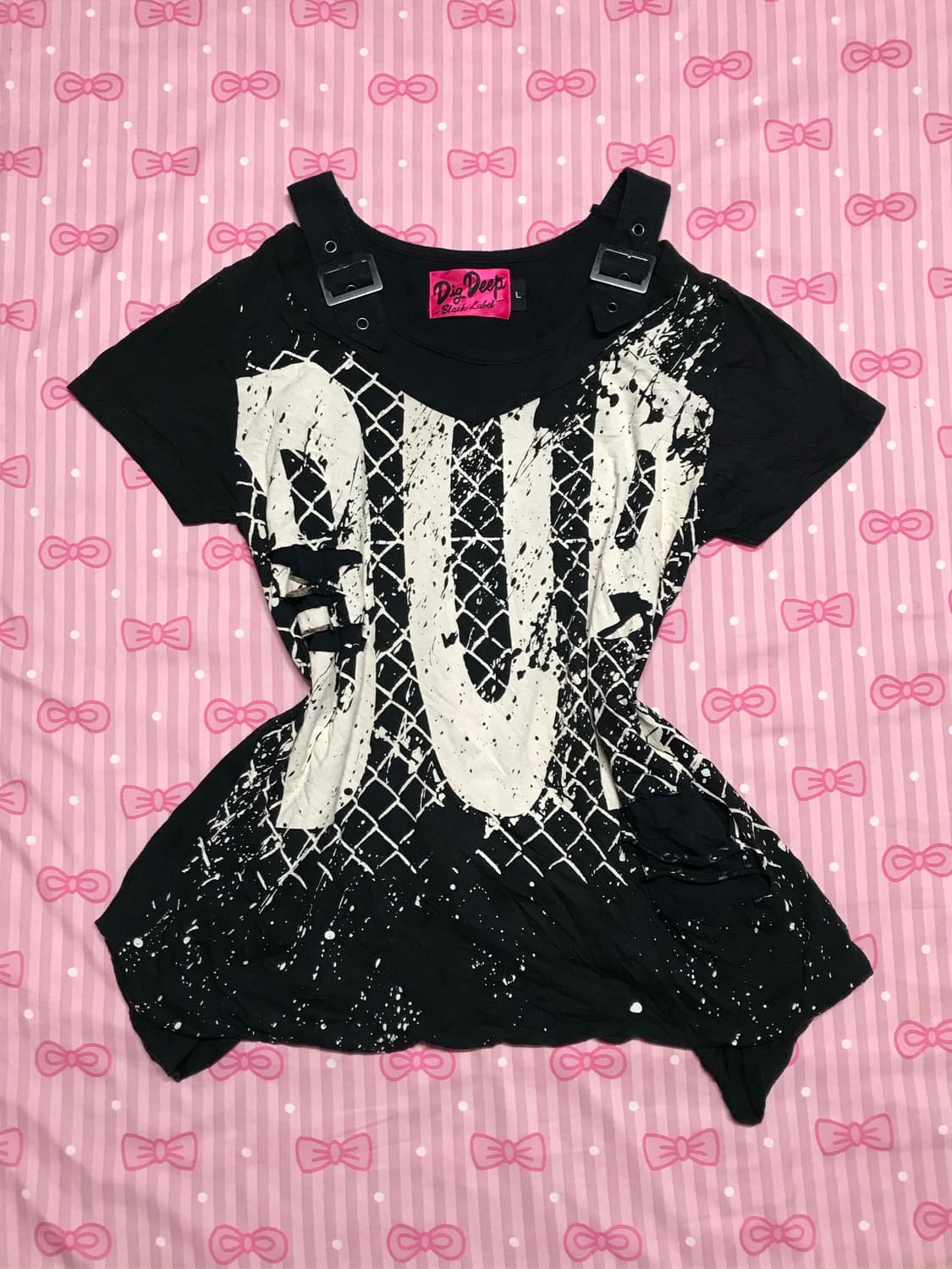 롹펑크 프린팅 레어이드 티 펑크 y2k 고딕 상품이미지1