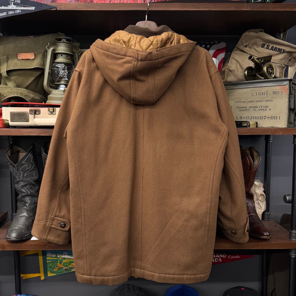 90s USA 빈티지 울 헌팅 코트 후드 탈부착 후디 상품이미지2