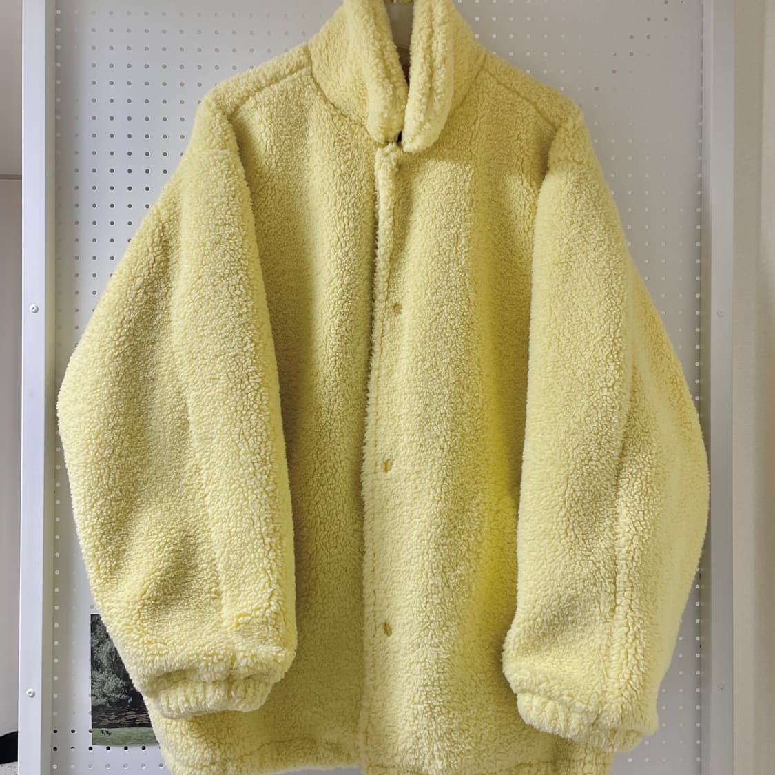 [m] 위캔더스 레몬크림 퍼 코치 자켓 뽀글이 코트 옐로우 후리스 상품이미지4