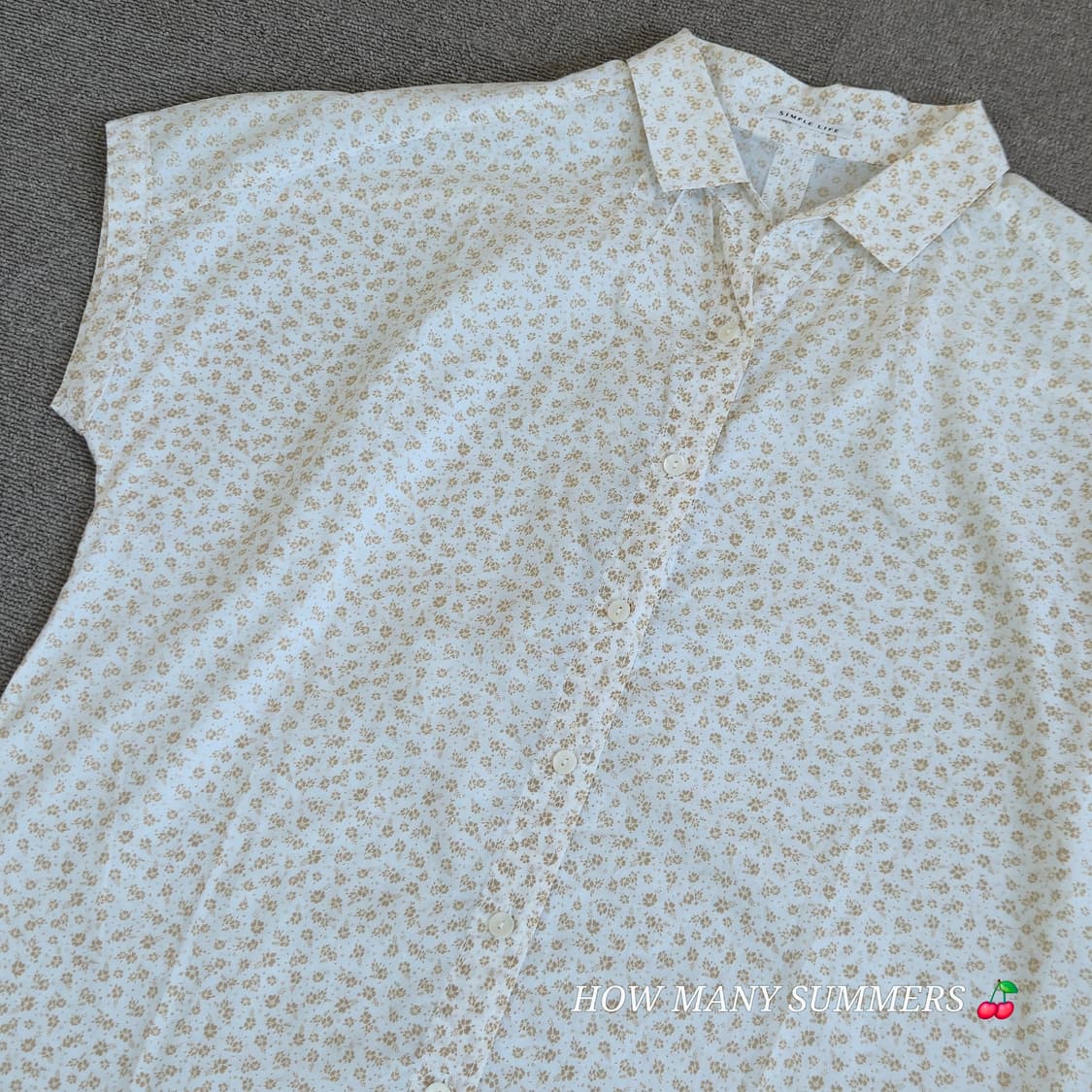 ​[SIMPLE LIFE] 심플라이프 면 100% 잔꽃무늬 반팔 셔츠 상품이미지4