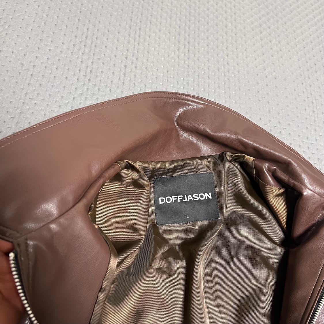 도프제이슨 비건레더 보머 자켓 브라운 L 상품이미지6