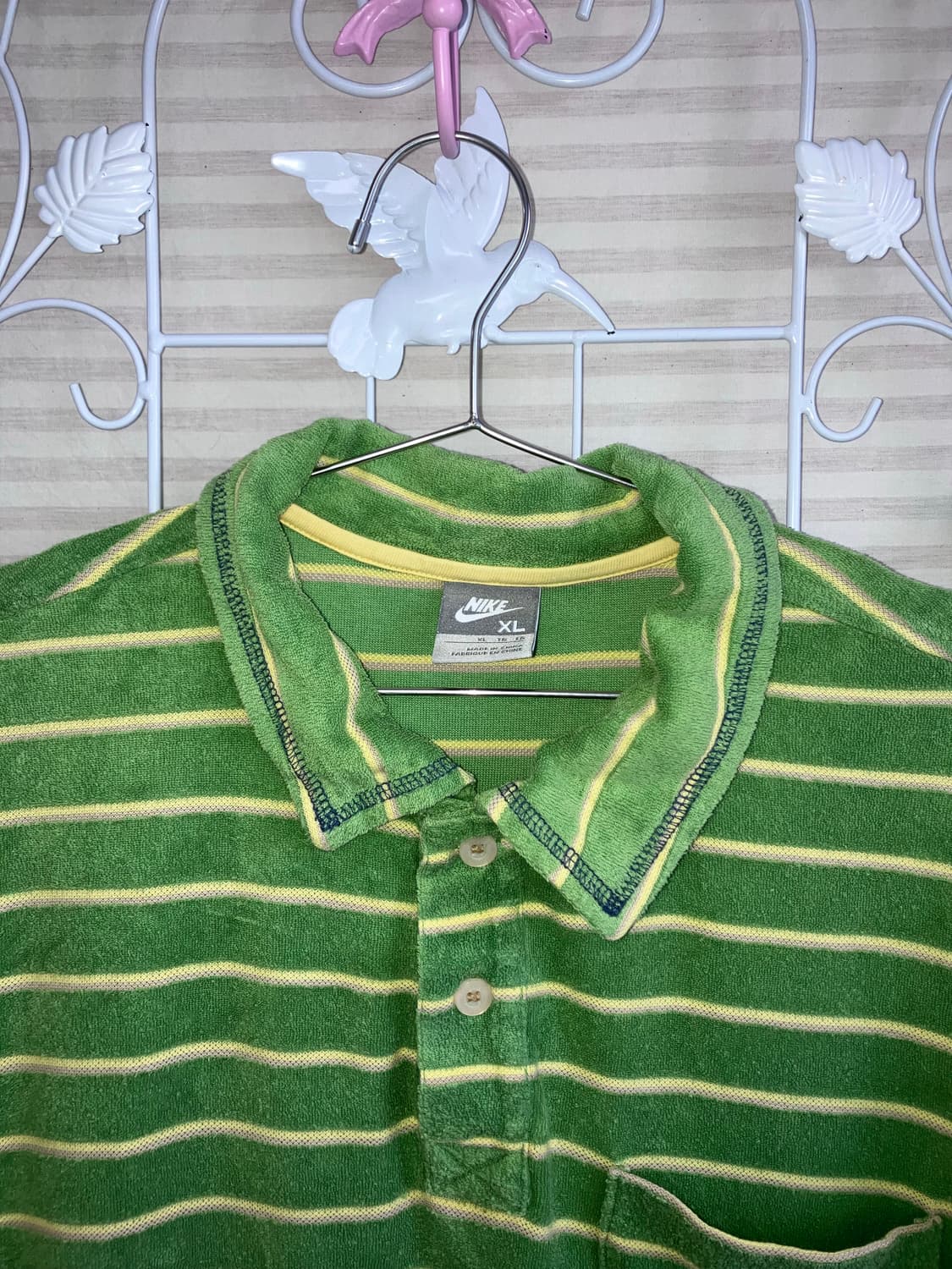 빈티지 나이키 그린 니트 반팔 카라티 y2k 스트릿 갸루 펑키 상품이미지3