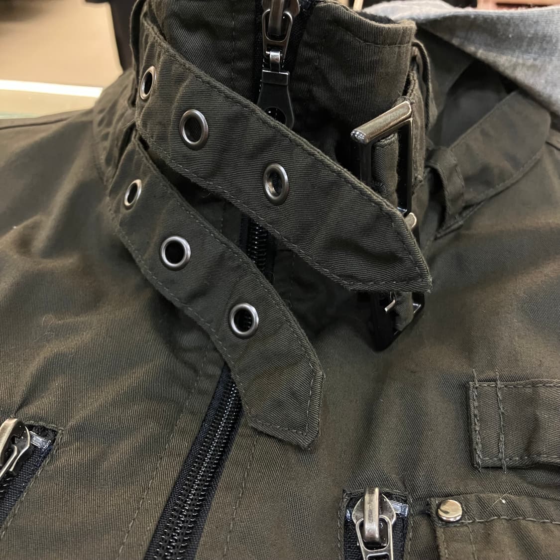 JPN VTG 카키 펑크 지퍼 디테일 자켓 L 상품이미지6