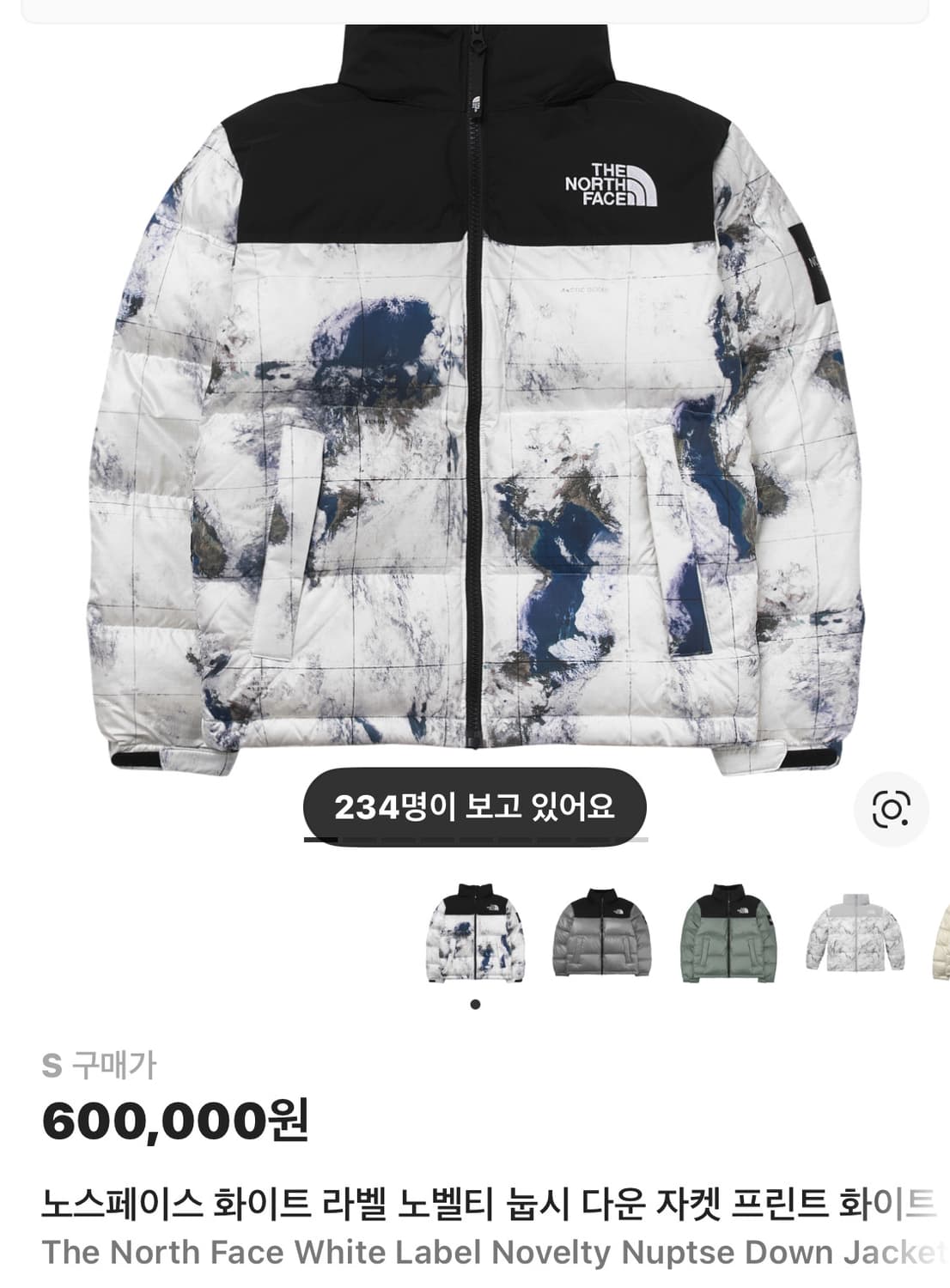 노스페이스 지구패딩 s 상품이미지1