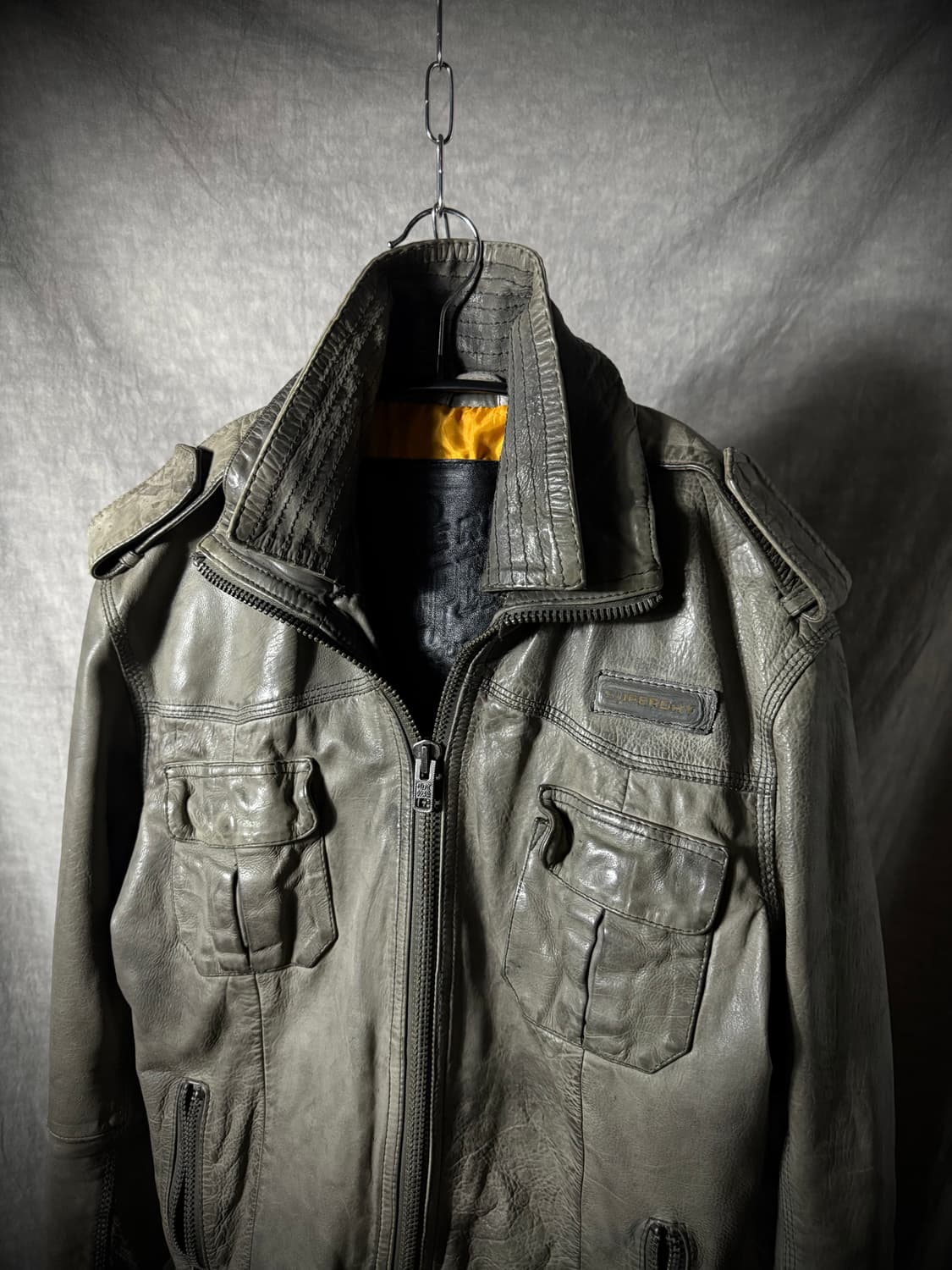 Superdry Vintage Cowhide Leather Jacket 상품이미지4