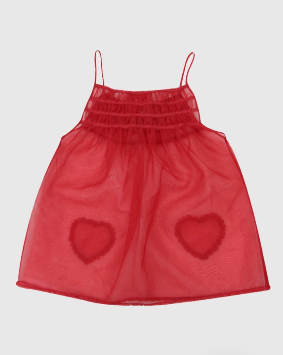 프레클 하트 포켓 드레스 오간자 원피스 레드 상품이미지4