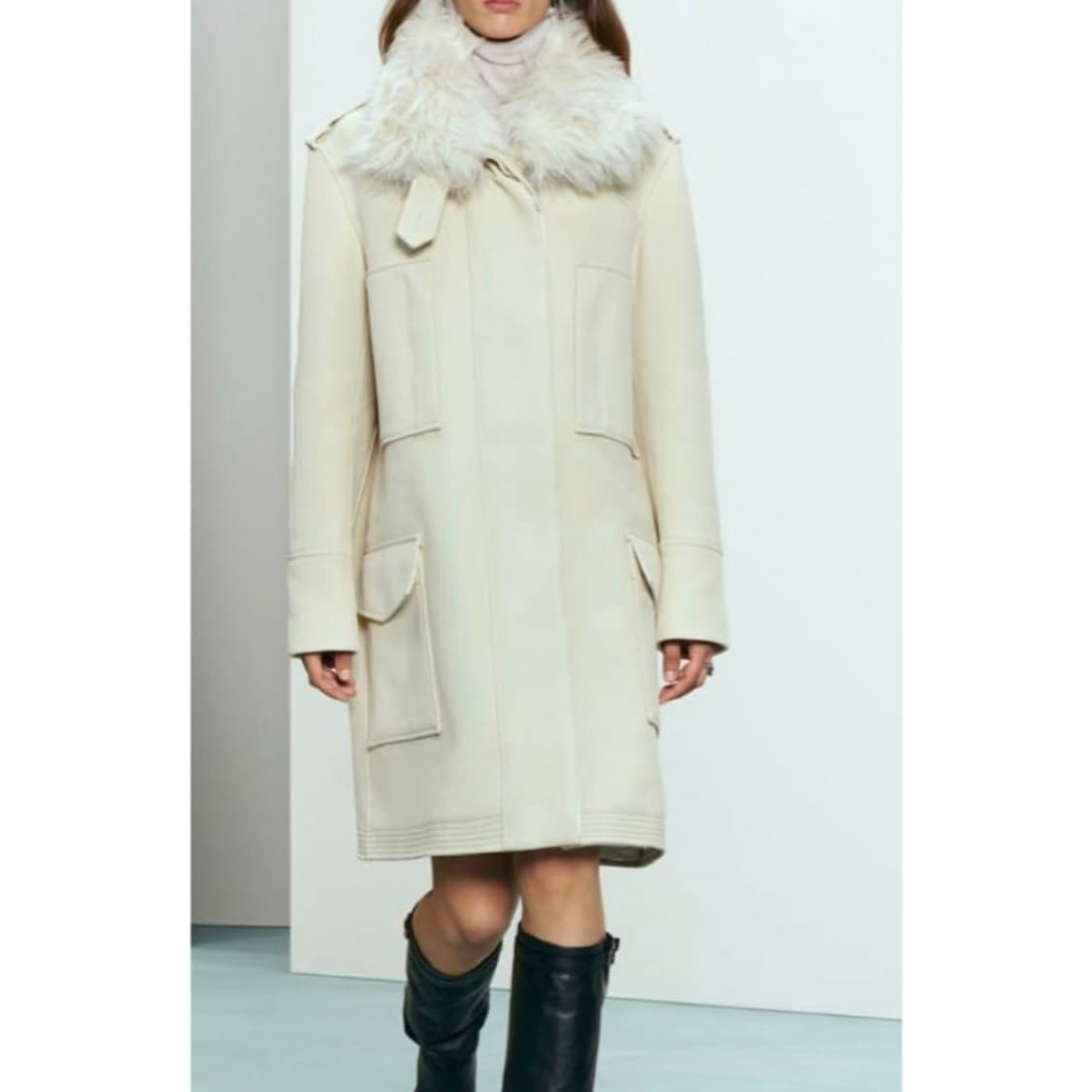 크림 퍼 카라 코트(새상품) 상품이미지1