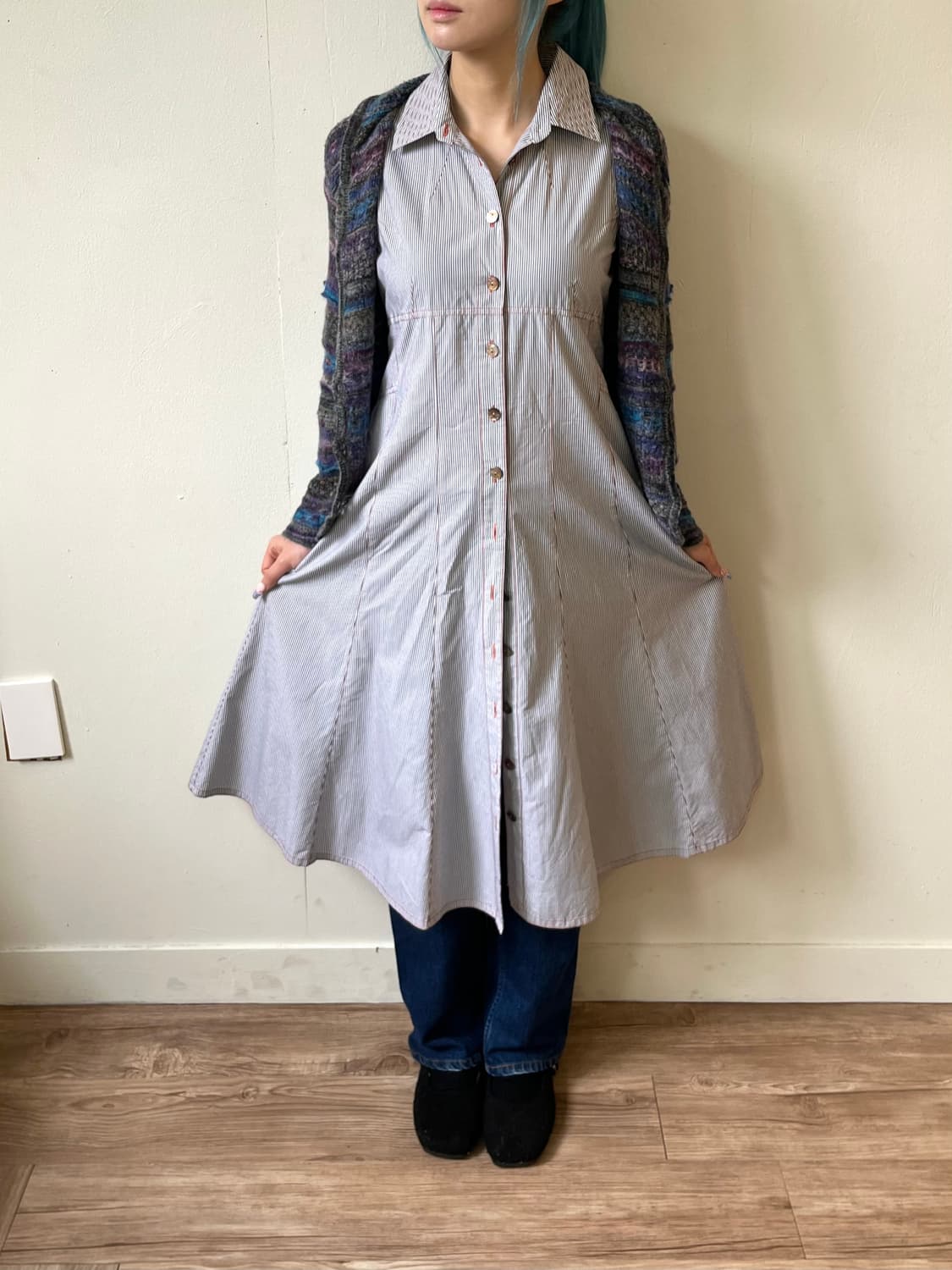 m/m 스트라이프 베스트 원피스 상품이미지6