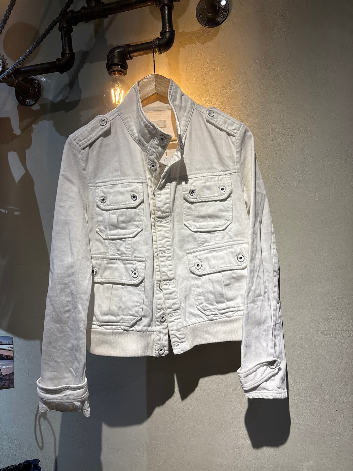 디젤 하이넥 화이트 트러커 재킷 코튼재킷 상품이미지1