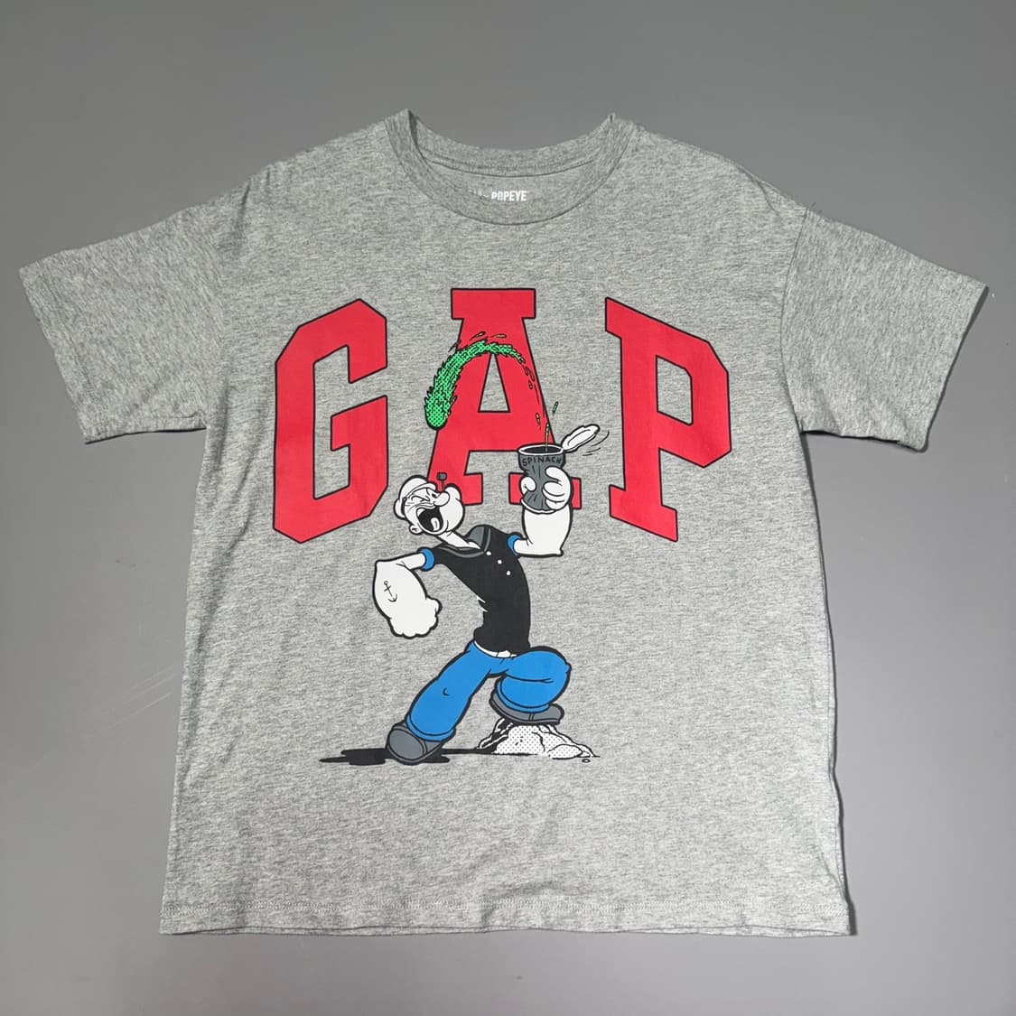 GAP x POPEYE 멜란지 컬러 양면 나염 프린트 코튼 크루넥 반팔 상품이미지7
