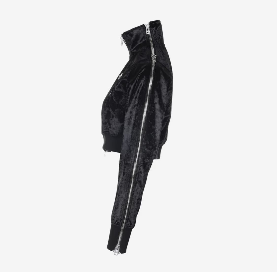 써저리 사이드 지퍼 벨벳 크롭 트랙 자켓 블랙 L 상품이미지5