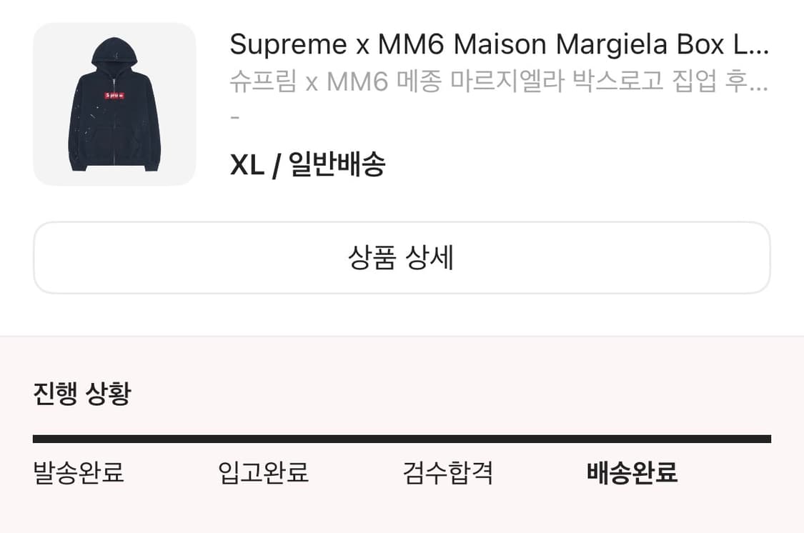 슈프림 MM6 메종 마르지엘라 박스로고 집업 후드 네이비 XL 새제품 상품이미지2