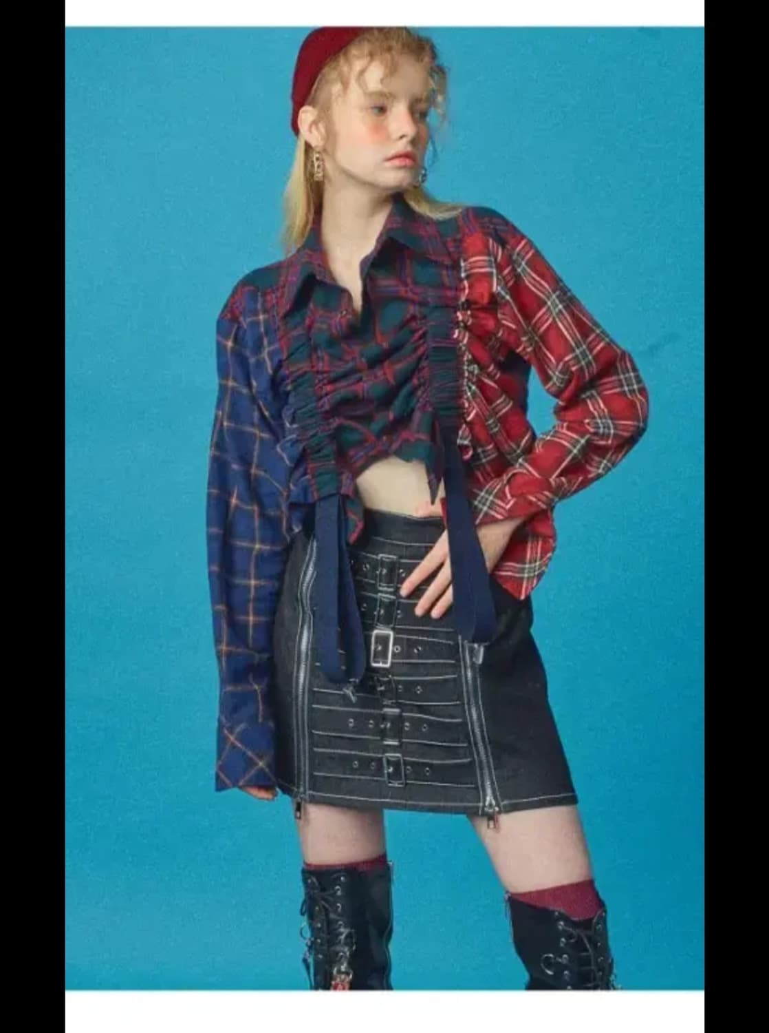 옥토버써드 서스펜더 셔링 셔츠 레드 상품이미지2