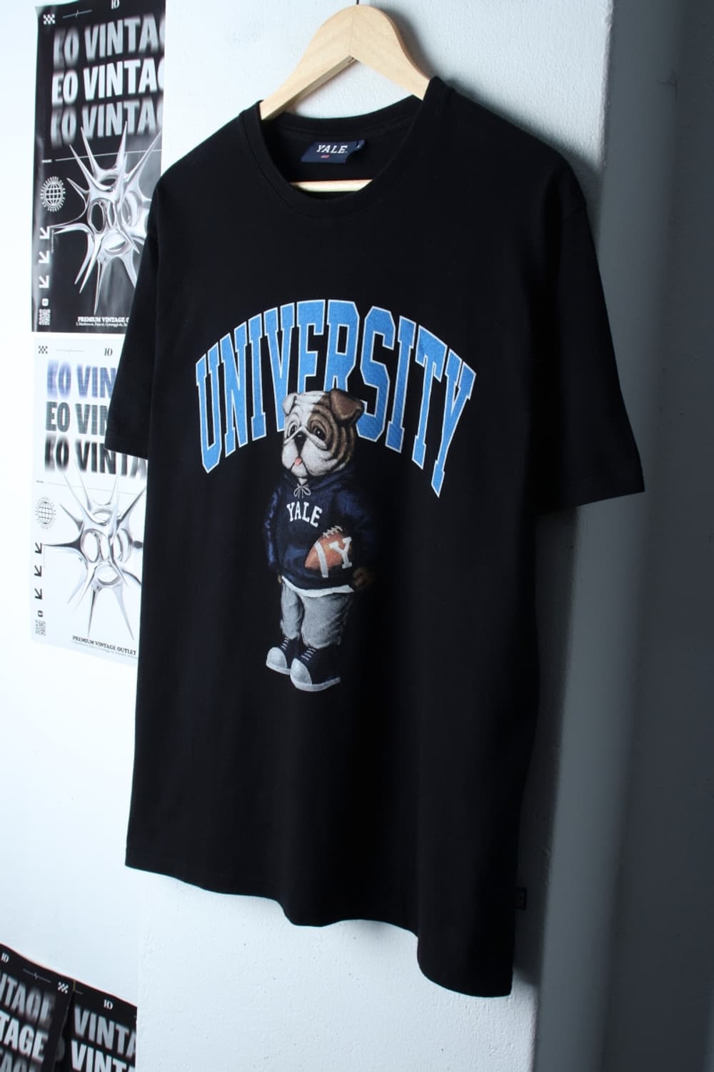 (L-XL) 예일 반팔 티셔츠 빅로고 불독 블랙 올드스쿨-7B59 상품이미지1