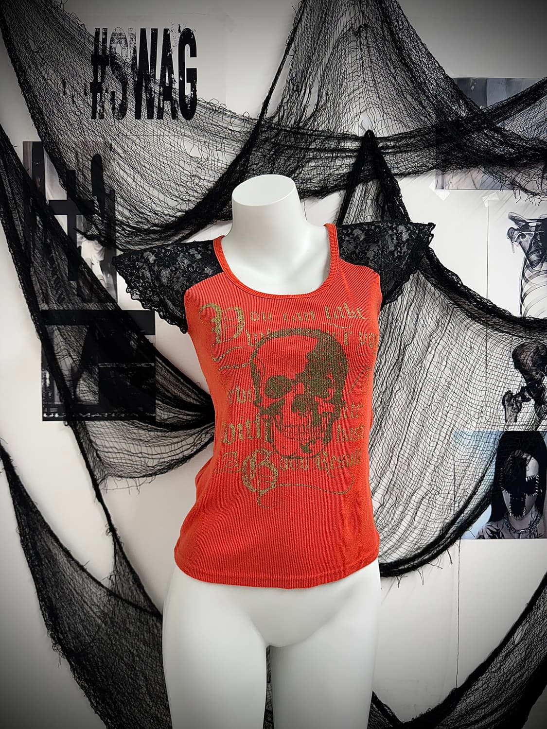 00s skull printing lace halfsleeve 상품이미지6