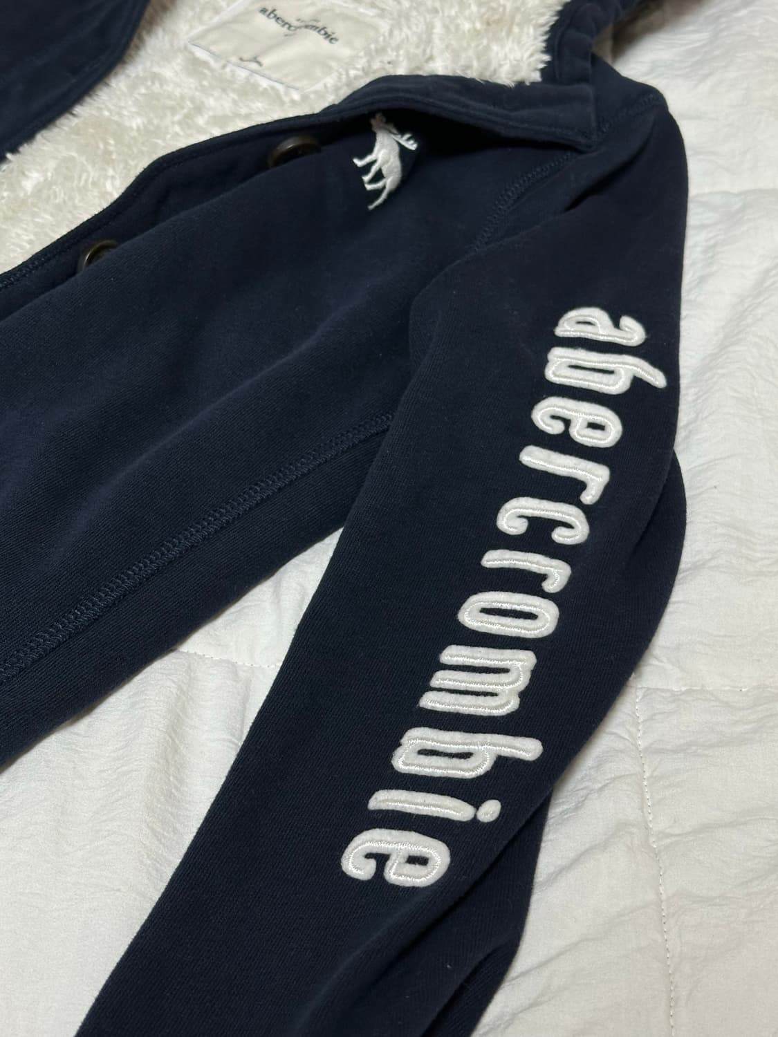 아베크롬비 네이비 단추 양털 후드집업 스몰   상품이미지7