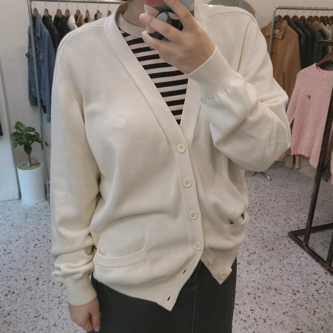 베네통 도톰 오버핏 면가디건 상품이미지7