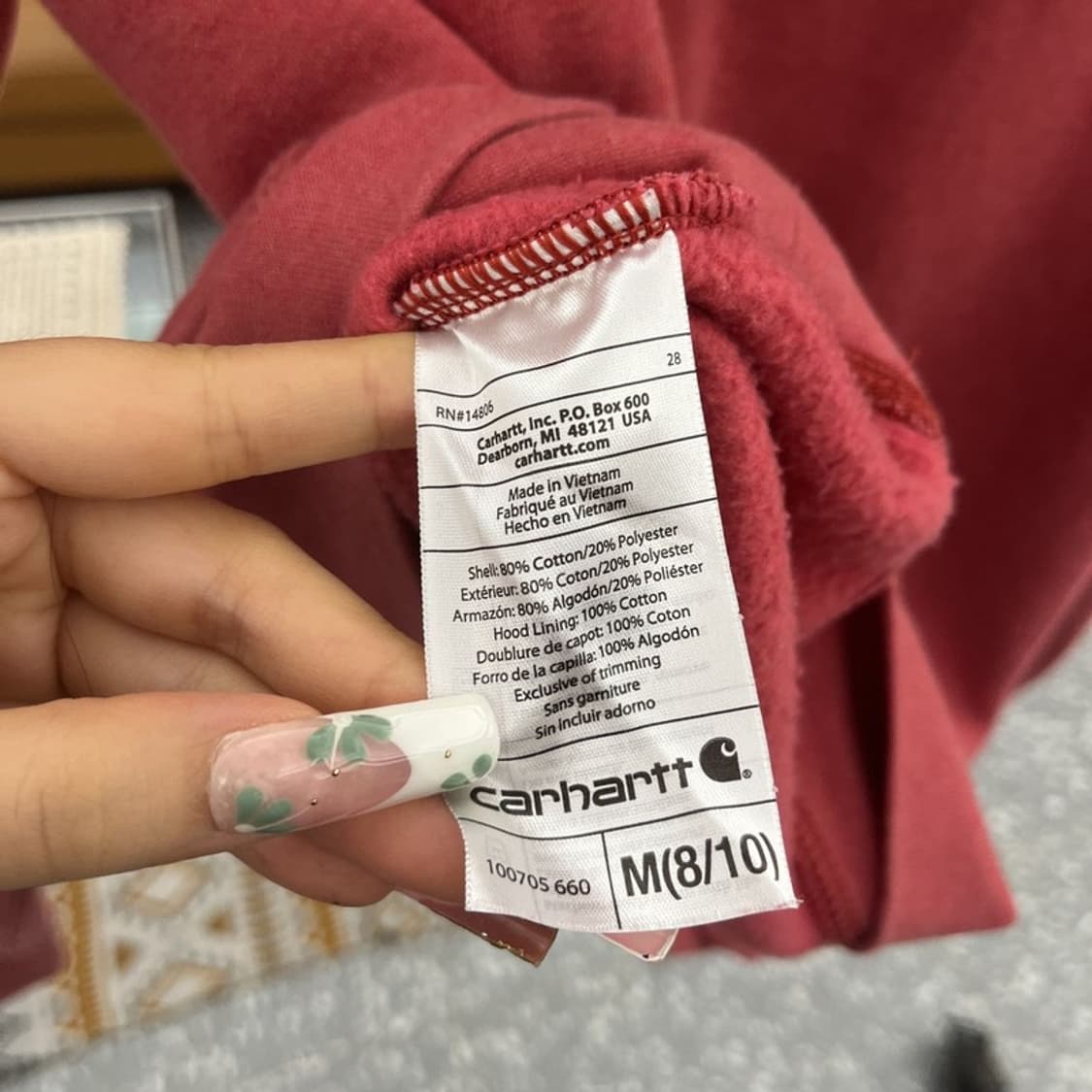 칼하트 빈티지 레트로 Y2K 더티핑크 반집업 후드티 M C11333 상품이미지6