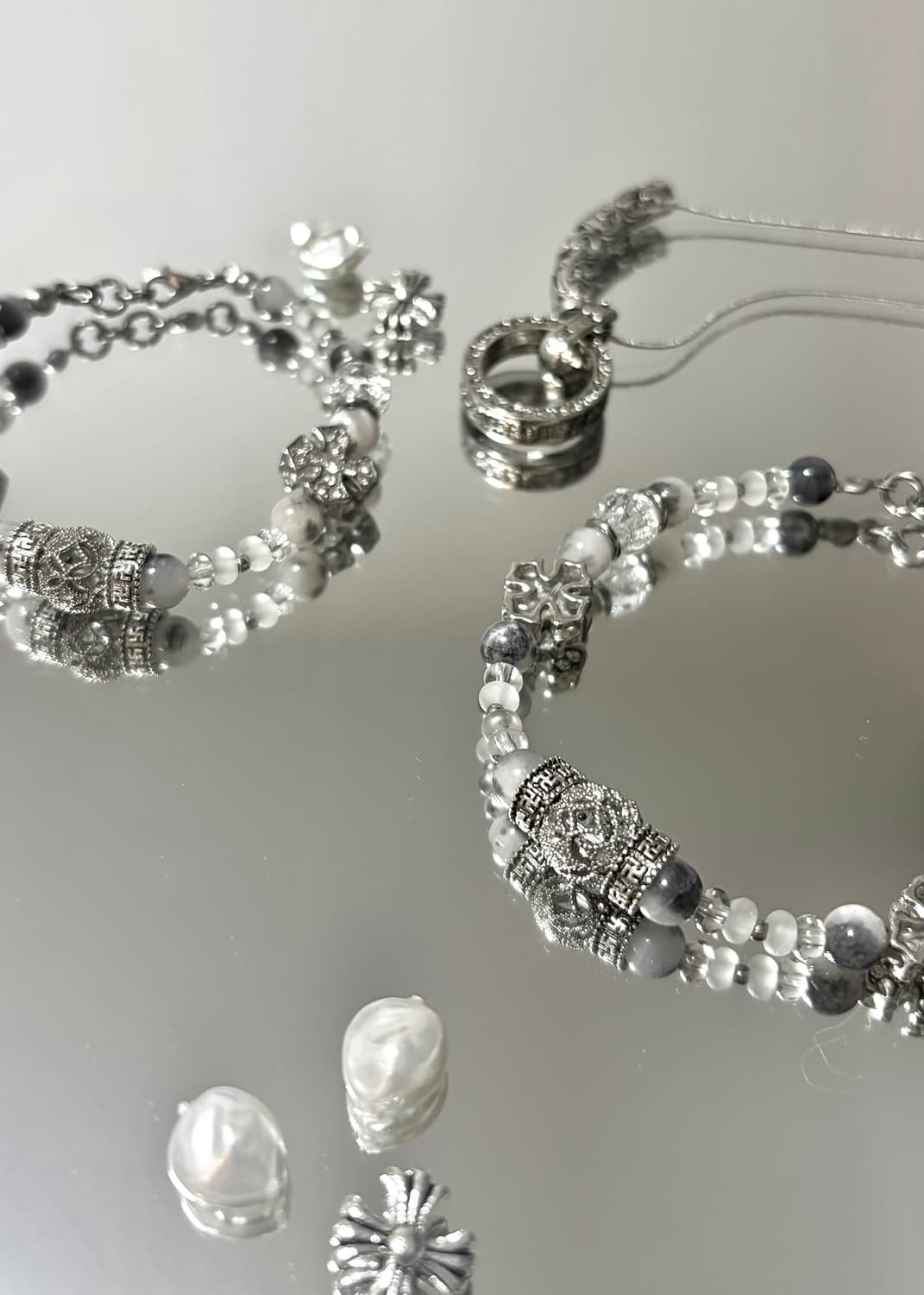 커플 팔찌 추천!! 써지컬 포인트 크롬 원석팔찌 상품이미지1