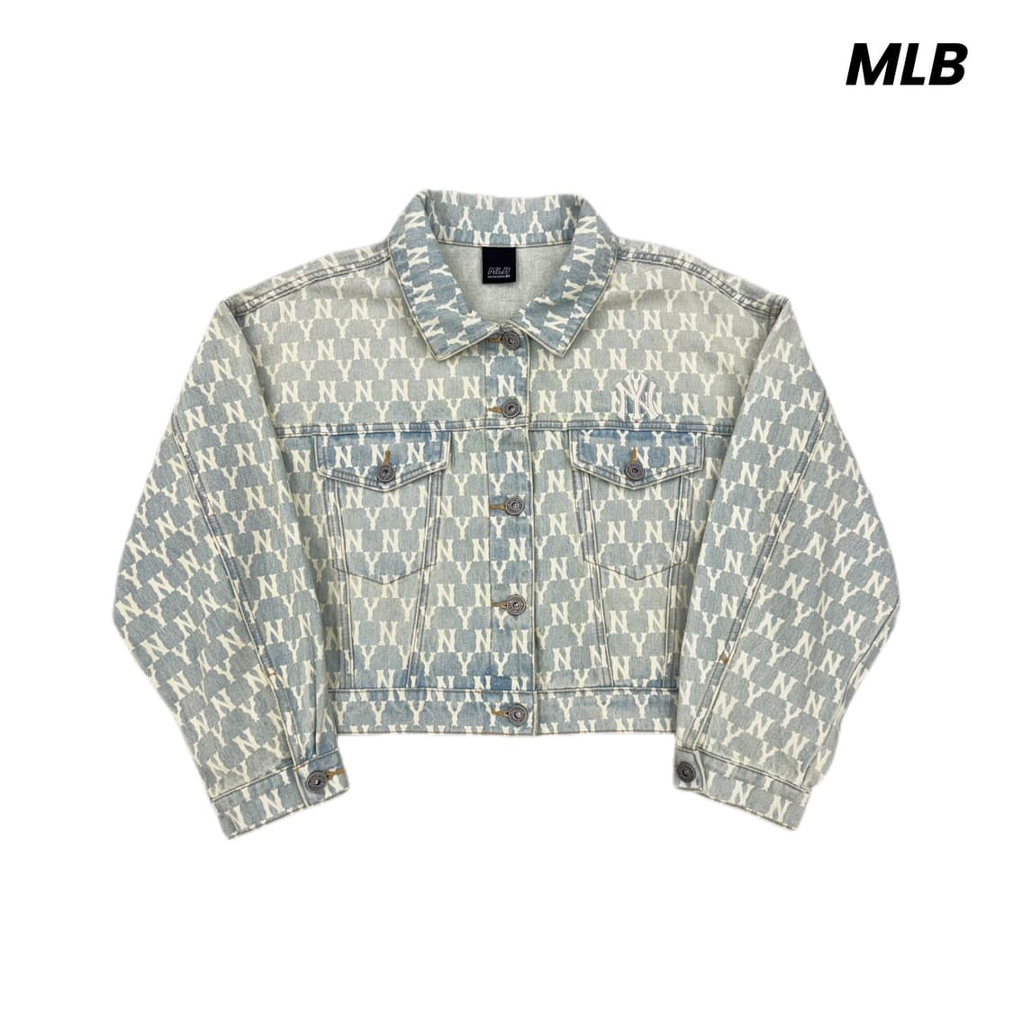 MLB 뉴욕양키스 모노그램 크롭 데님 청자켓 상품이미지1