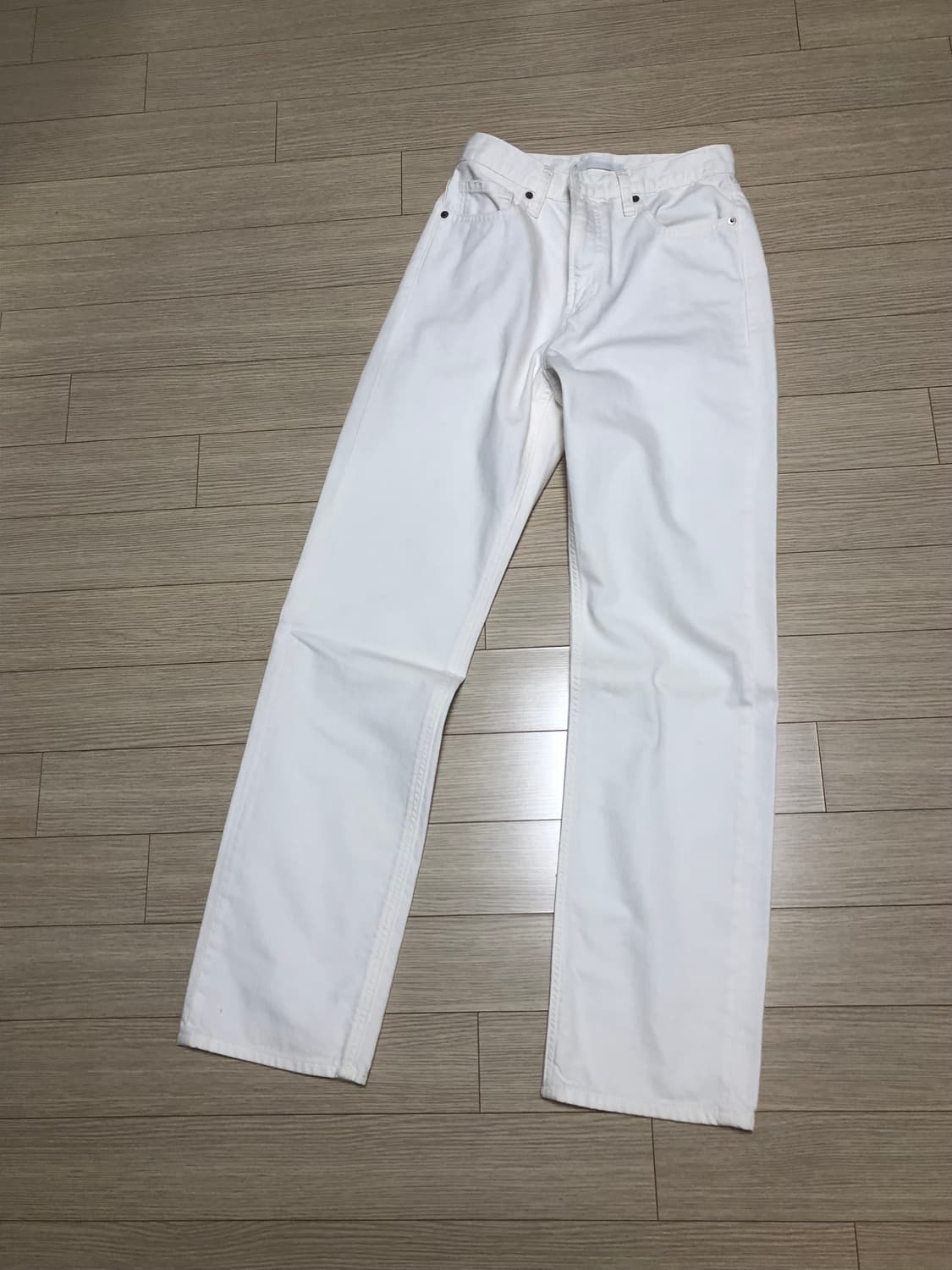 미착용 25 유니클로 스트레이트핏 코튼팬츠 일자 면바지 아이보리 상품이미지5