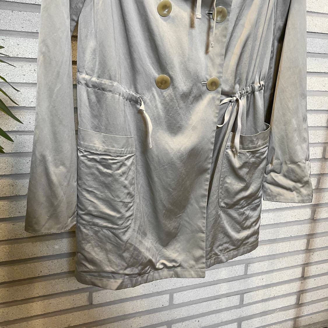 조르지오 아르마니 자켓 빅카라 실크안감 허리 스트링 디테일 그레이 그레이 상품이미지5