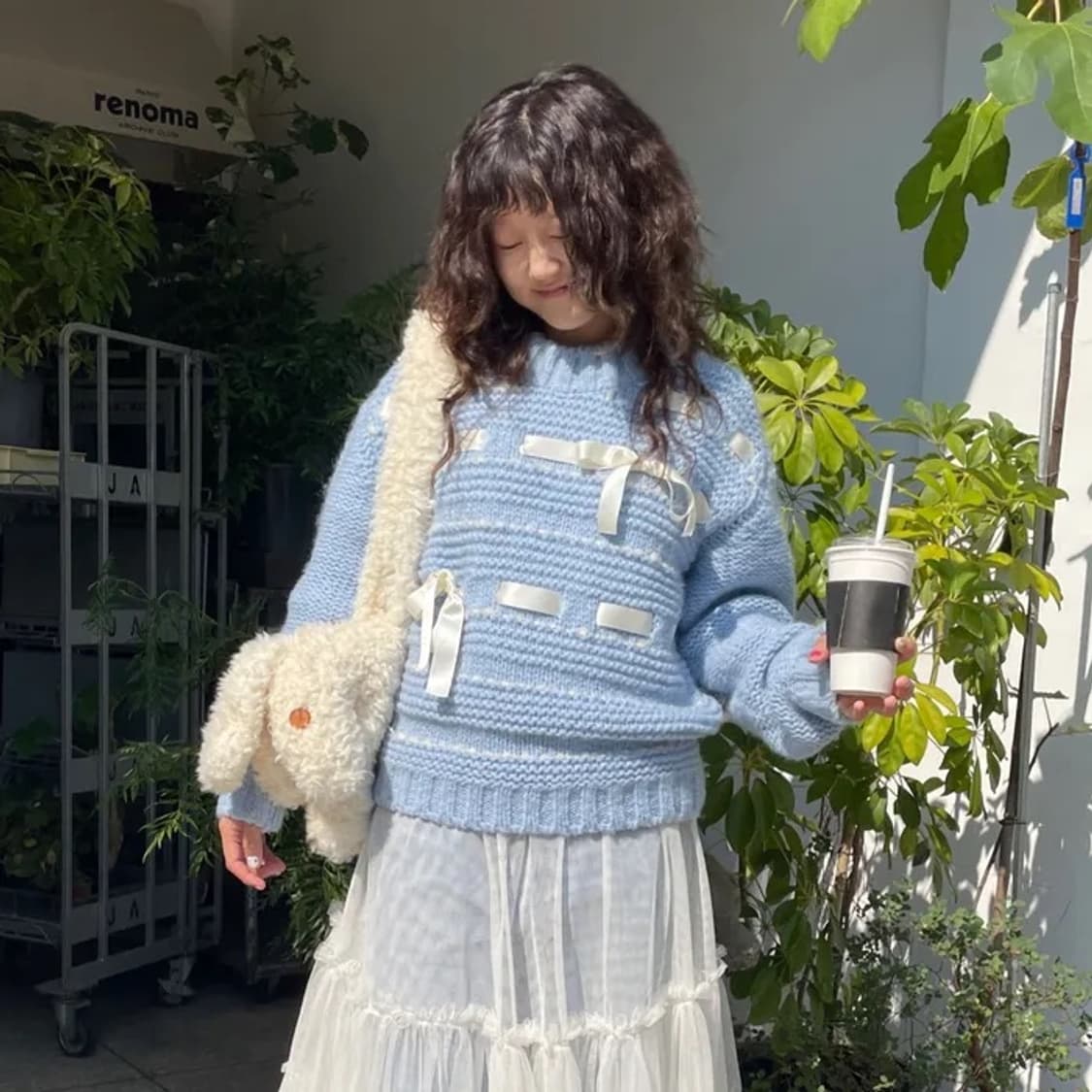 졸리레이드 리본 스웨터 블루 상품이미지1