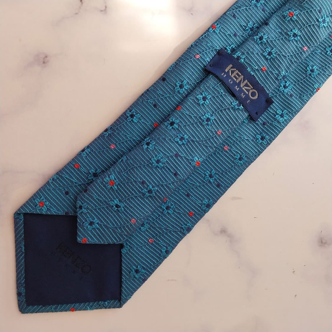 겐조 실크 플라워 자카드 넥타이 9.3cm A+등급 K2270 상품이미지8