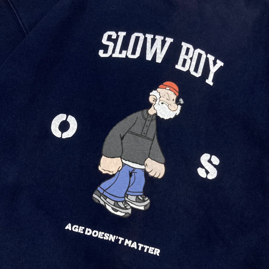 아웃스탠딩 네이비 컬러 프린팅 빅로고 맨투맨 상품이미지2