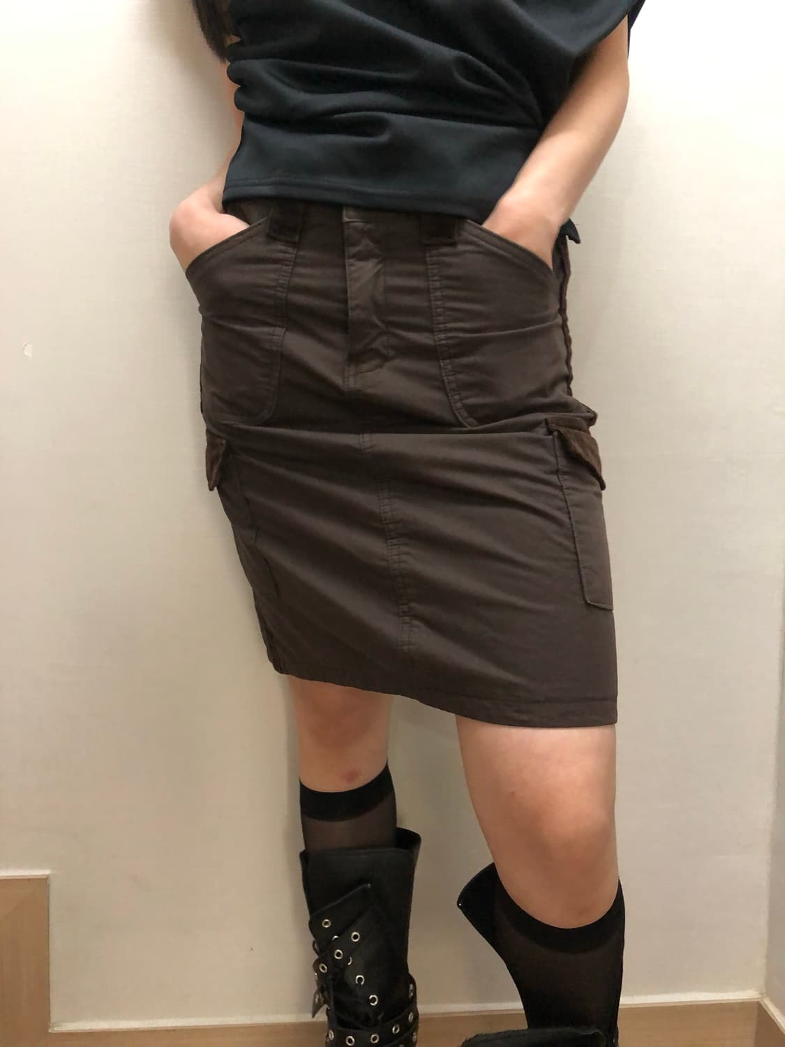 빈티지 브라운 포켓 스커트 상품이미지1