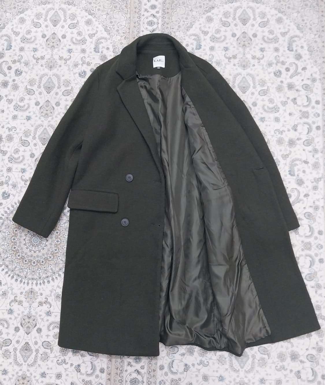 LAP 랩 더블 버튼 카키 롱 코트 S (55반까지) 상품이미지2