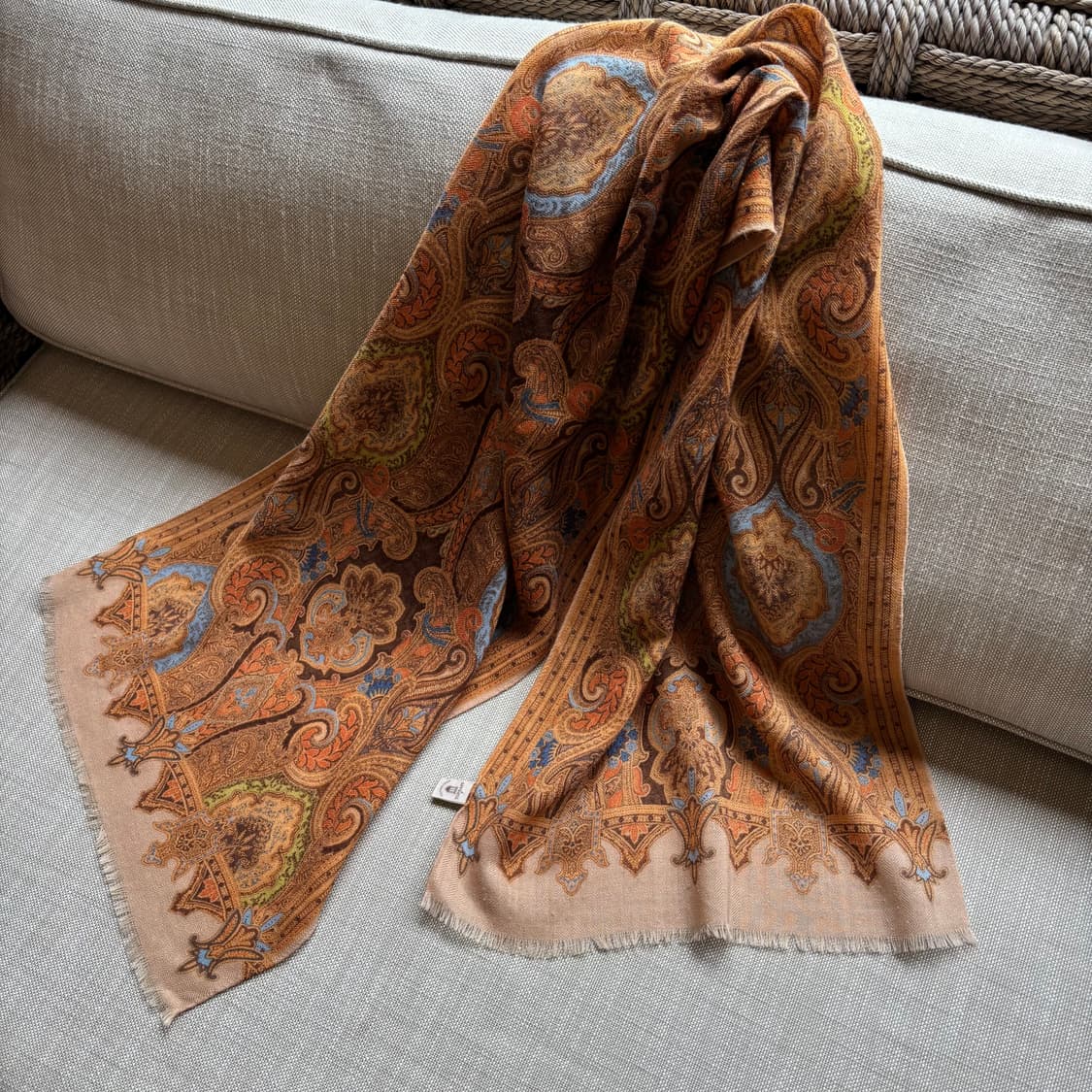 토프카피 (TOPKAPI) 페이즐리 패턴 울 실크 스카프 상품이미지1