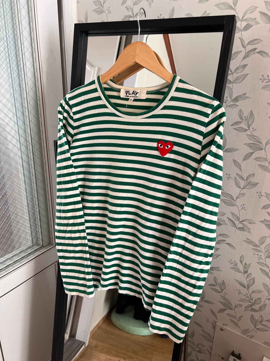 꼼데가르송 플레이 그린 스트라이프 긴팔티 상품이미지1