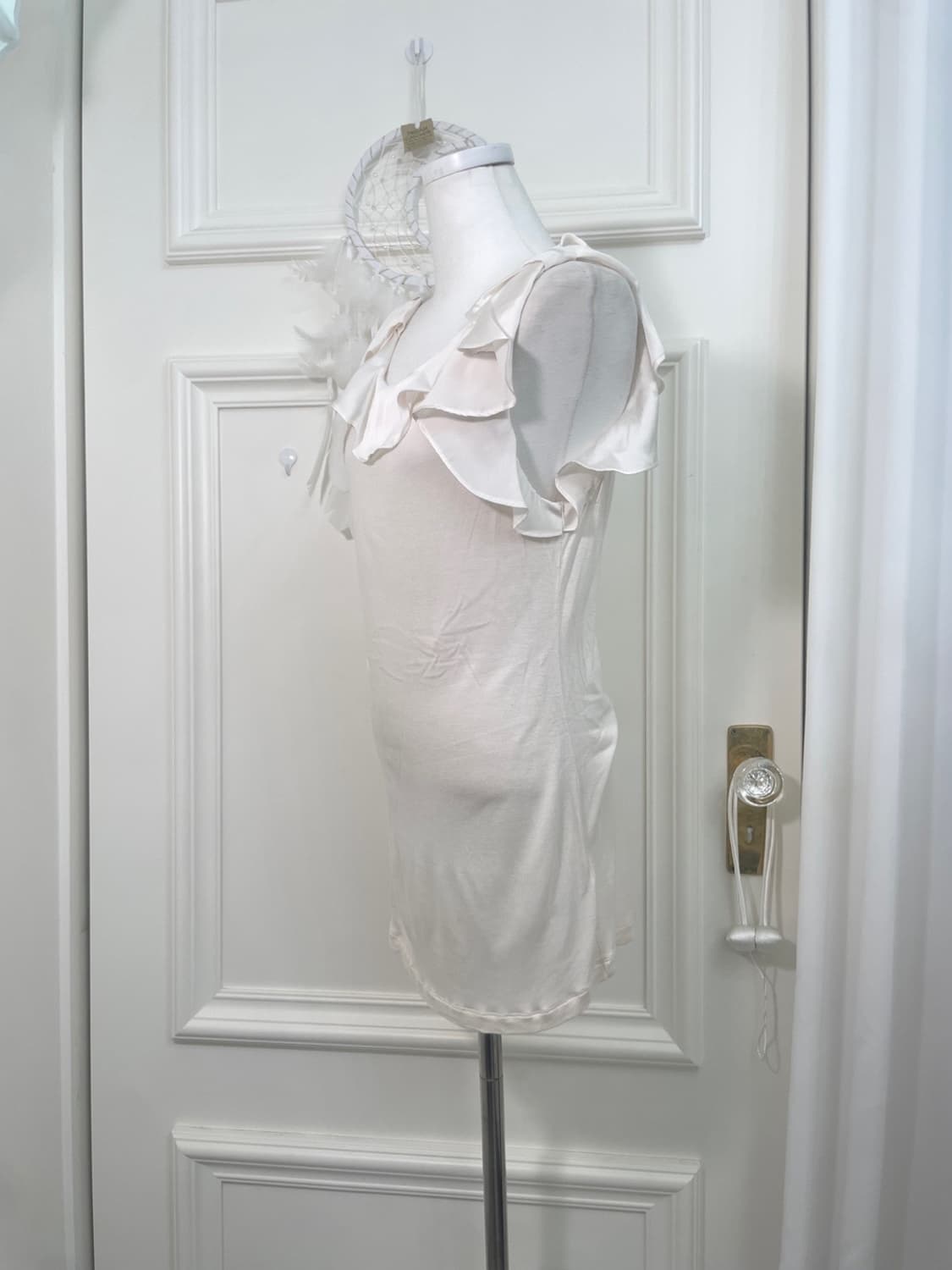 satin ruffle bow basic span sleeveless 상품이미지2