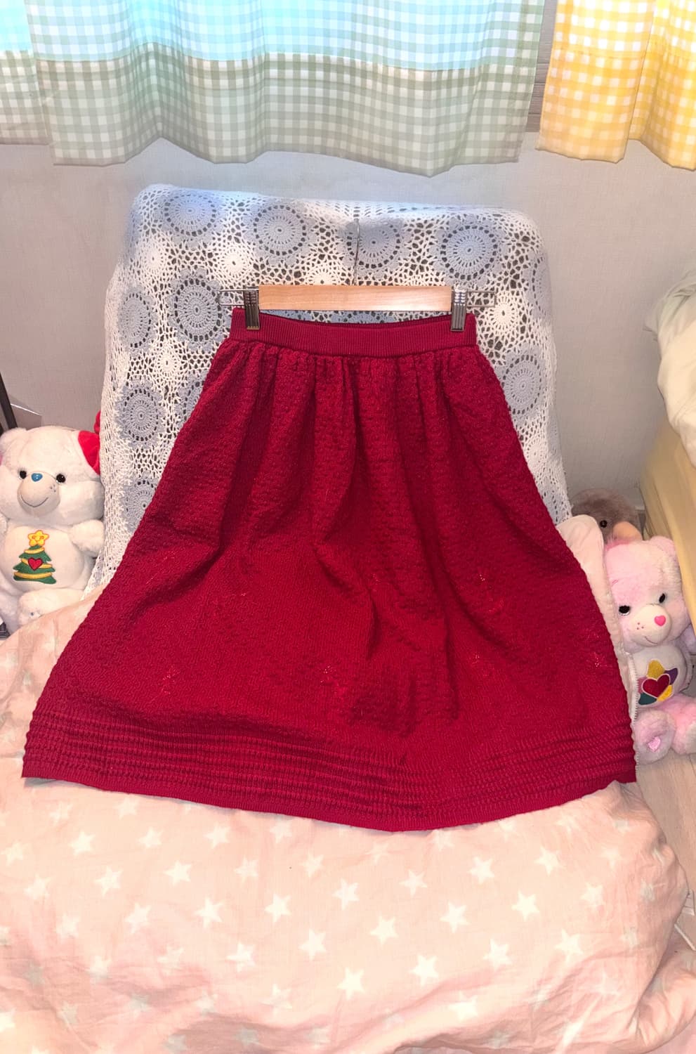 자수 플레어 니트스커트 상품이미지1