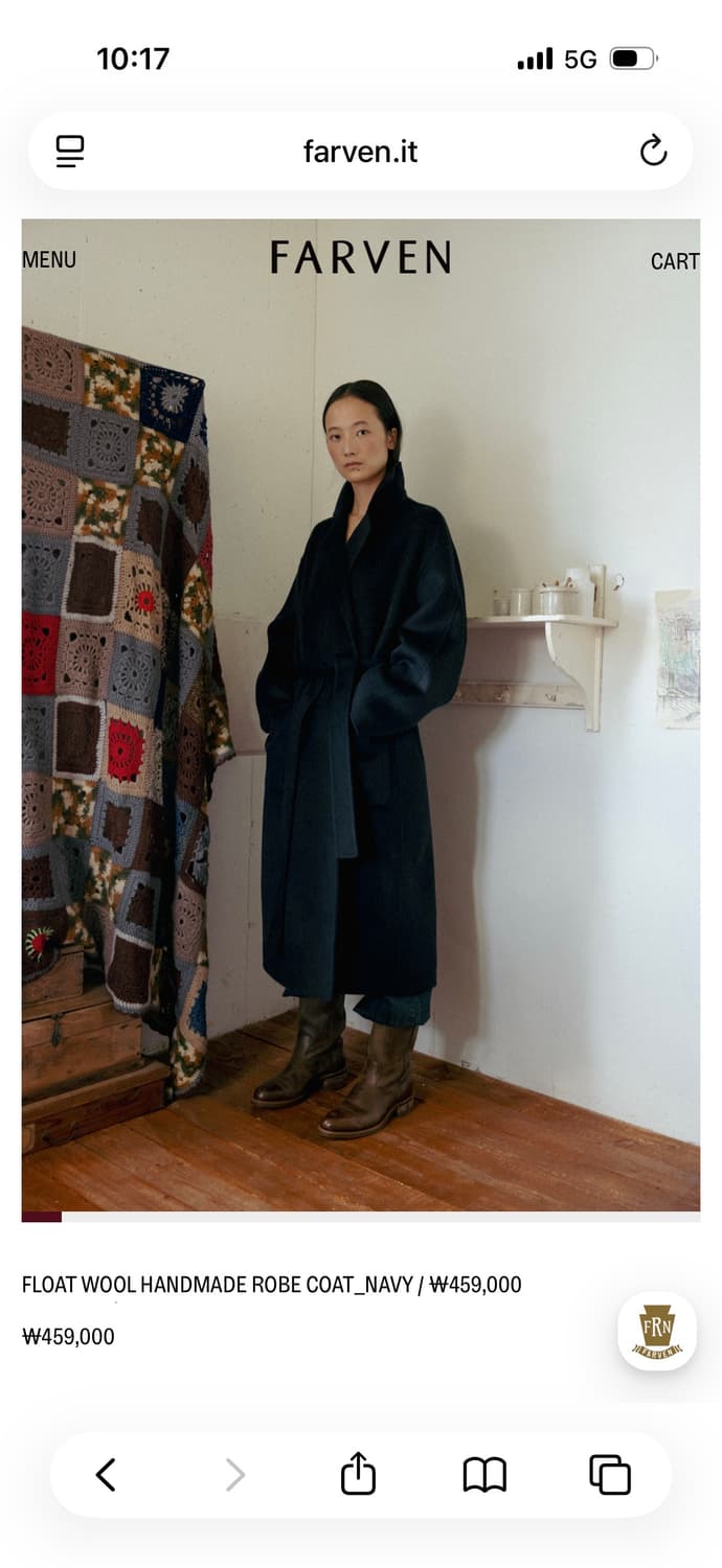 파르벵 울 핸드메이드 로브 코트 네이비 상품이미지7