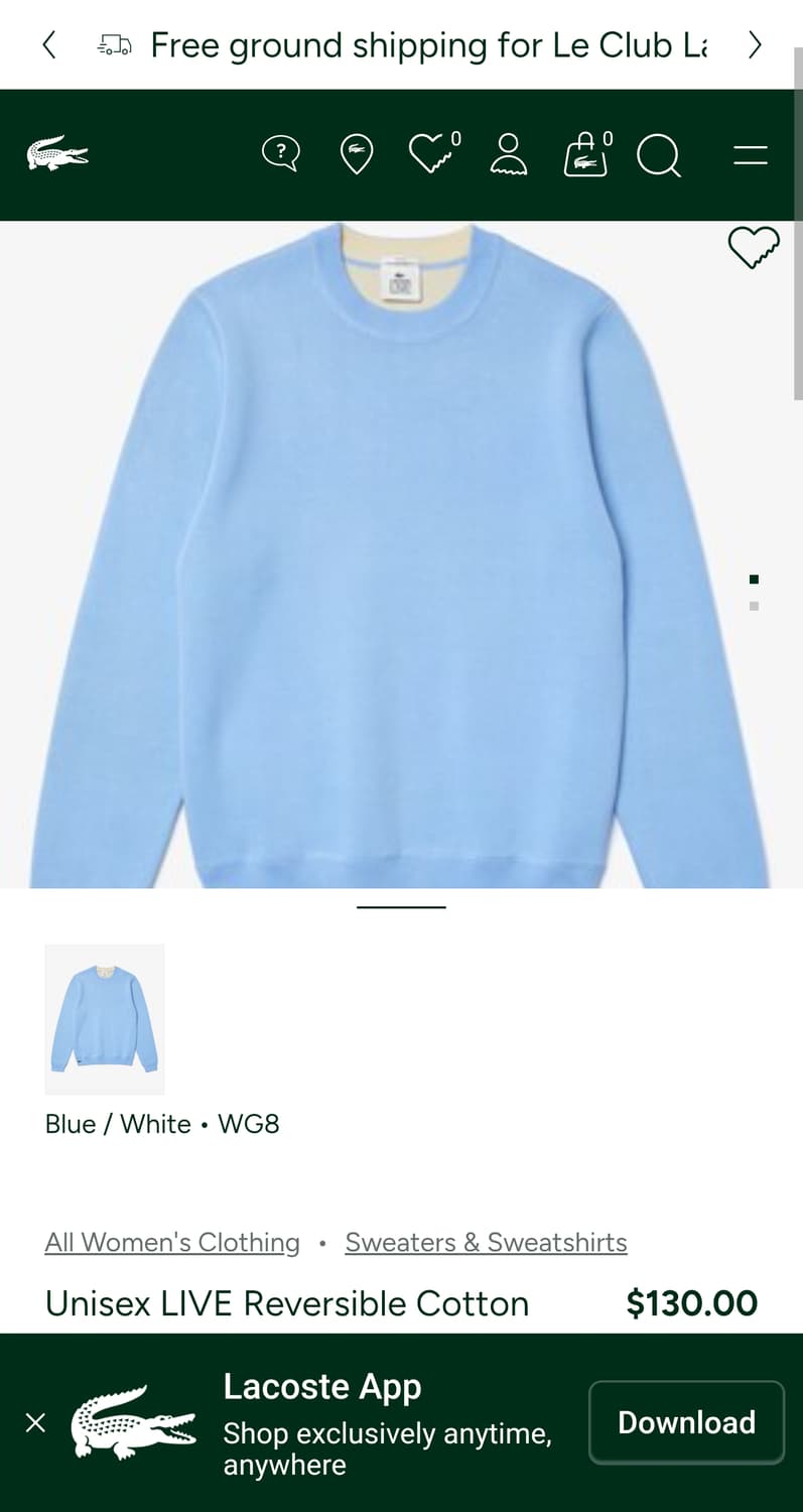 M (95) 라코스테 라이브 신형 양면 리버서블 크록 니트 스웨터 희귀 상품이미지1