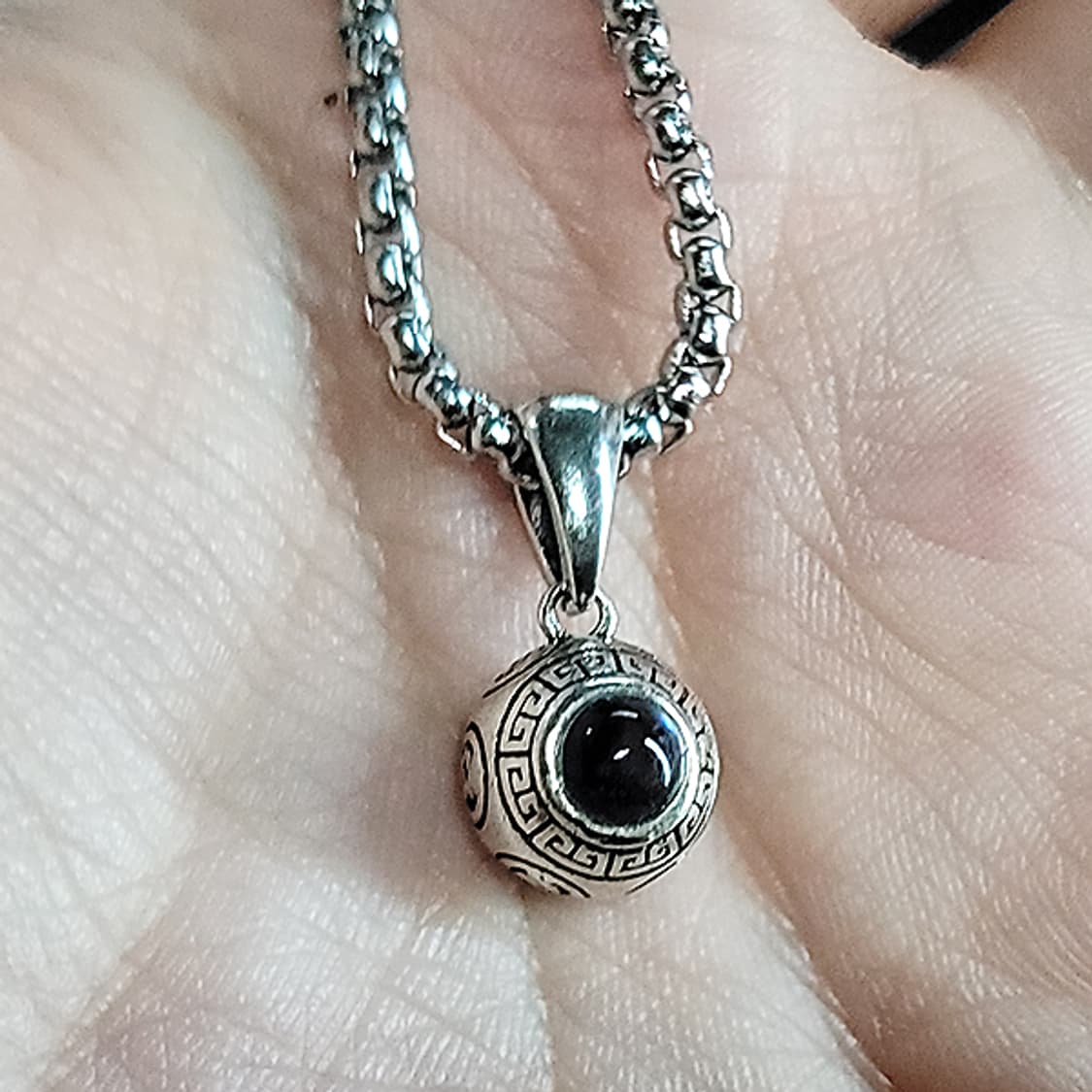 육자진언 백동 펜던트 엔틱 선물 원형 불교 남자 목걸이 상품이미지6