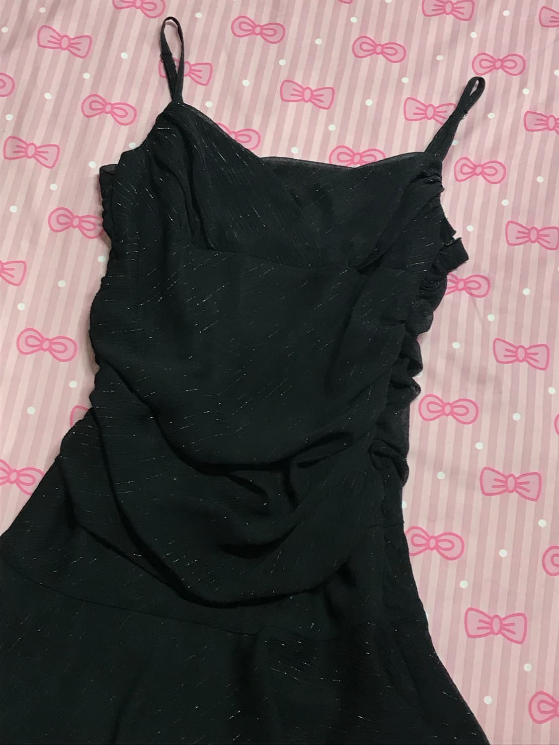 펄 블랙 셔링 원피스 고딕 상품이미지2