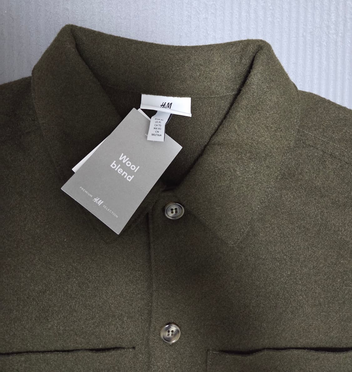 (새상품) 남자 울자켓 카키,딥그린 105 XL 판매합니다.H&M 상품이미지6