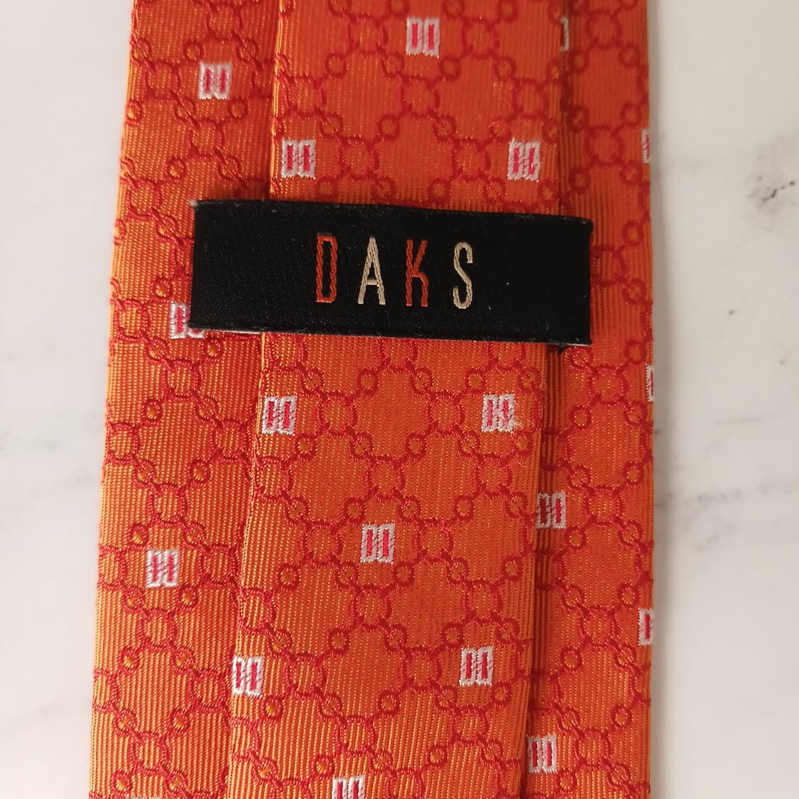 DAKS 닥스 넥타이 오렌지 로고 패턴 S~A+등급 E897 상품이미지9