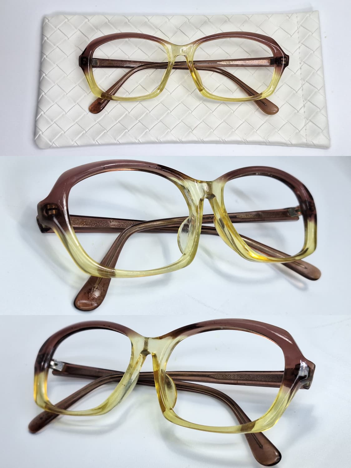 90s 일본 빈티지 Papion 208 브라운 옐로우 투톤 안경테 일제 상품이미지2