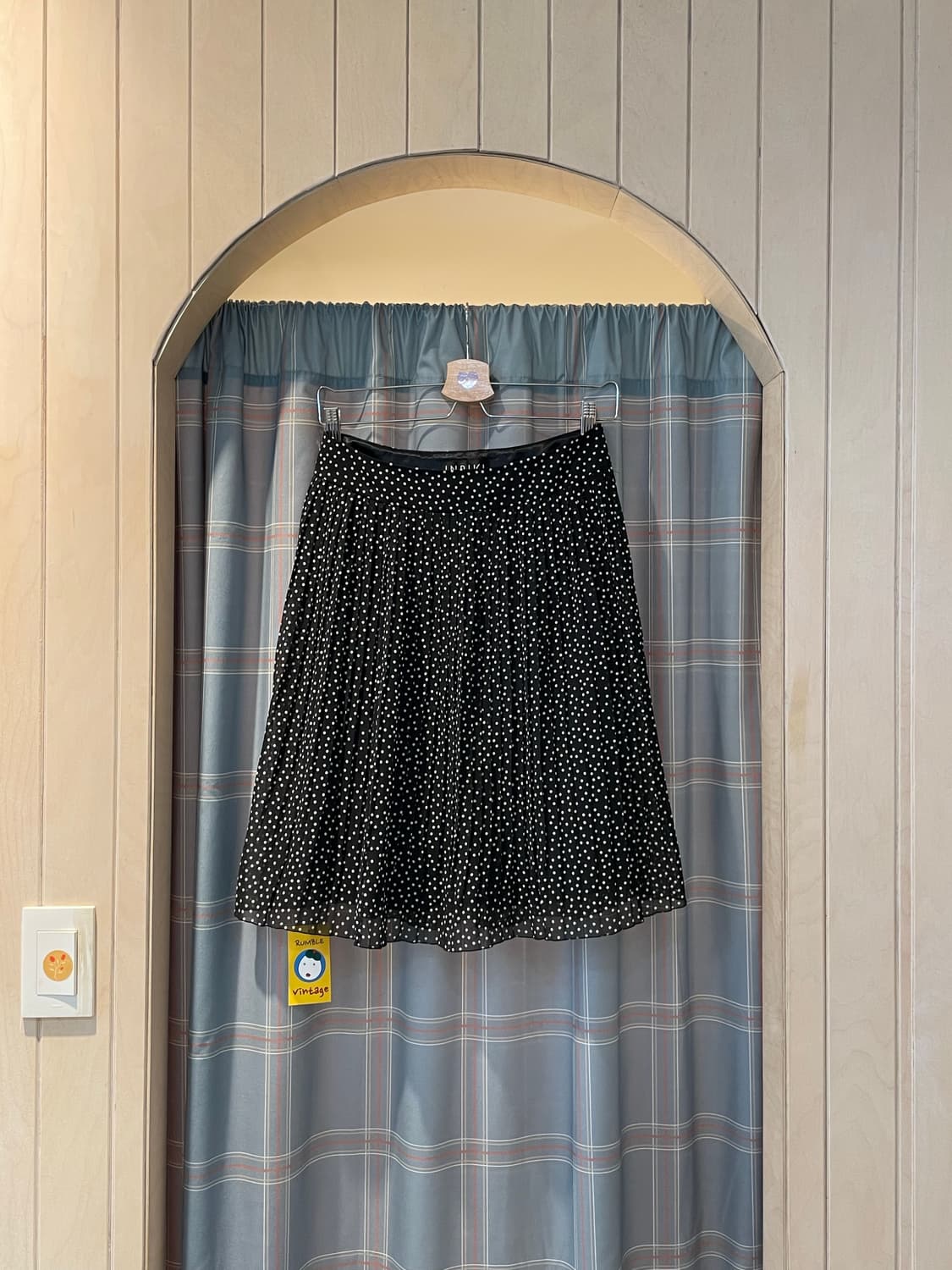 일본빈티지 도트 플리츠스커트 상품이미지1
