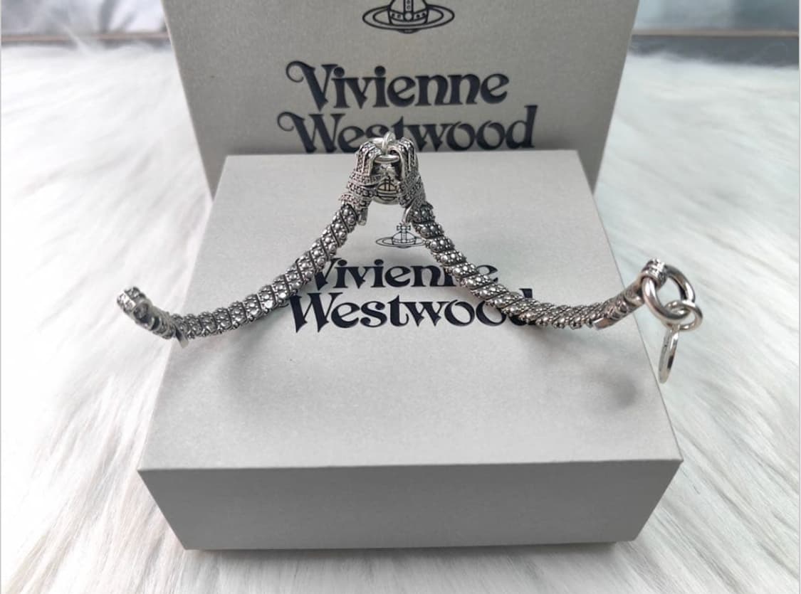 비비안웨스트우드 아카이브 크리스탈 체인 orb 각인 브레이슬릿 팔찌 상품이미지5