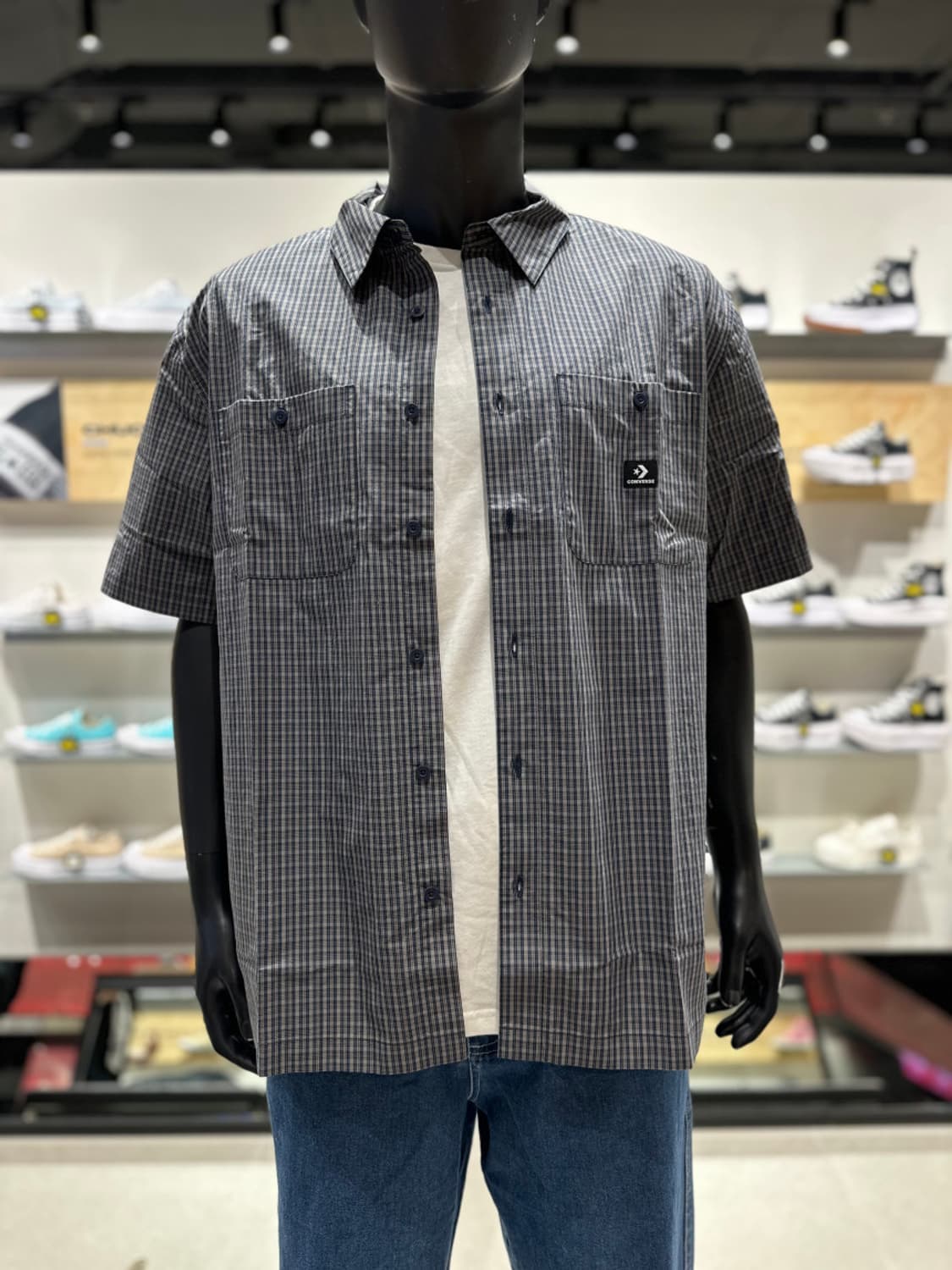 컨버스 플레이드 쇼트 슬리브 셔츠 상품이미지3