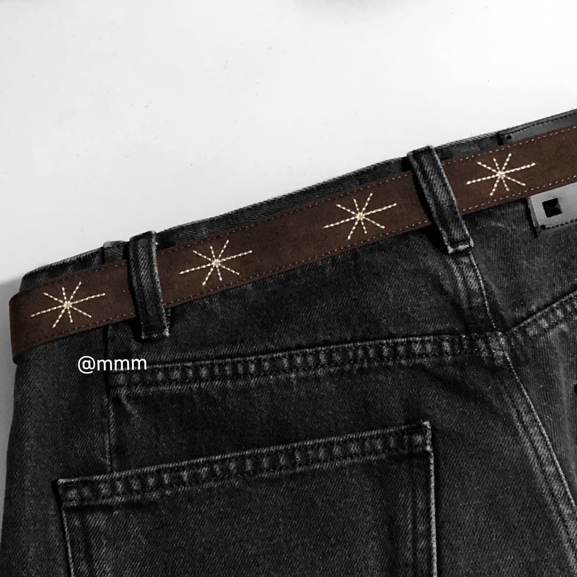 [Unisex] 스웨이드 별빛 자수 벨트 3컬러 상품이미지2