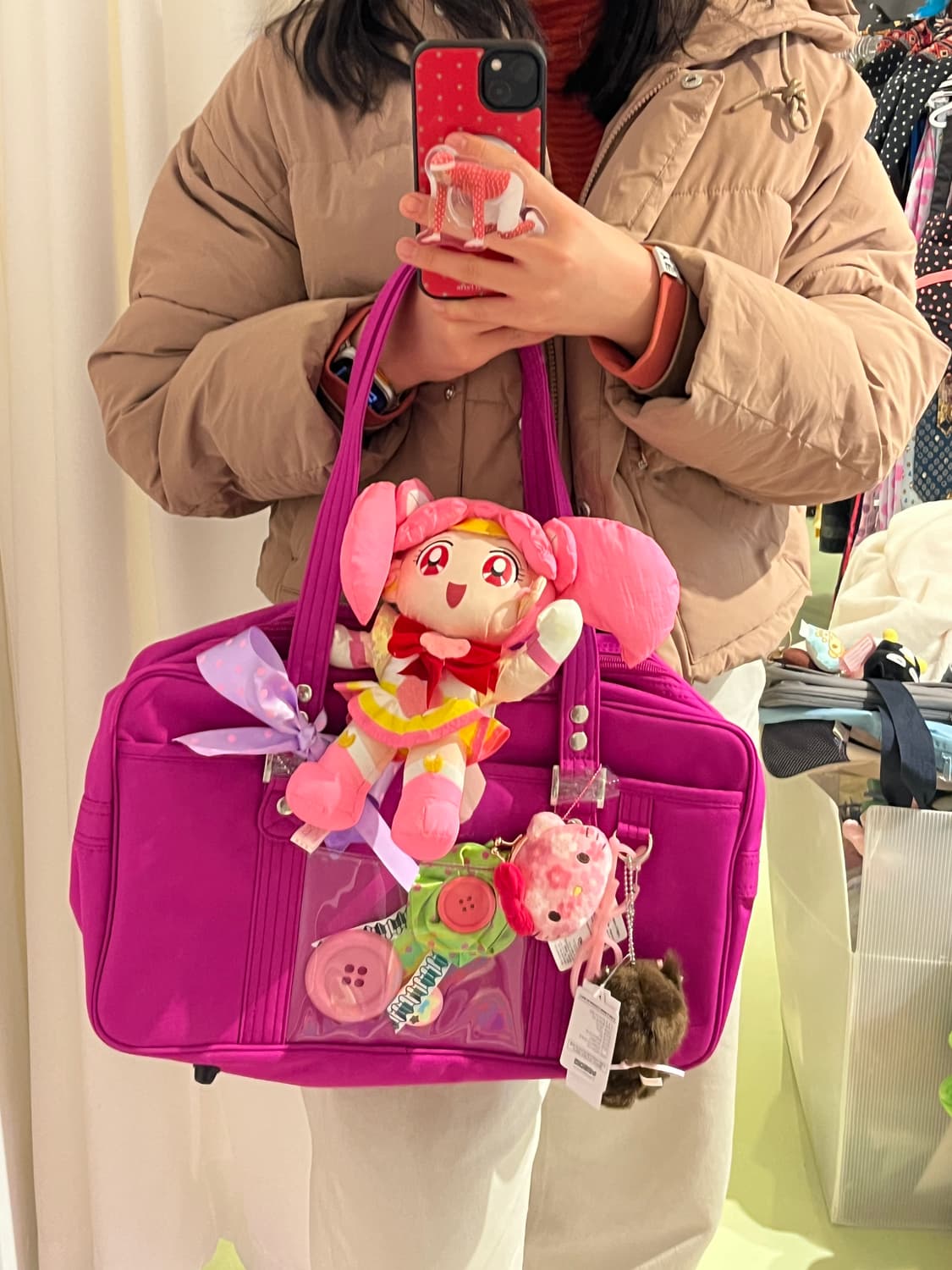 이스트보이 자주색 스쿨백 + 키링🍓 상품이미지2