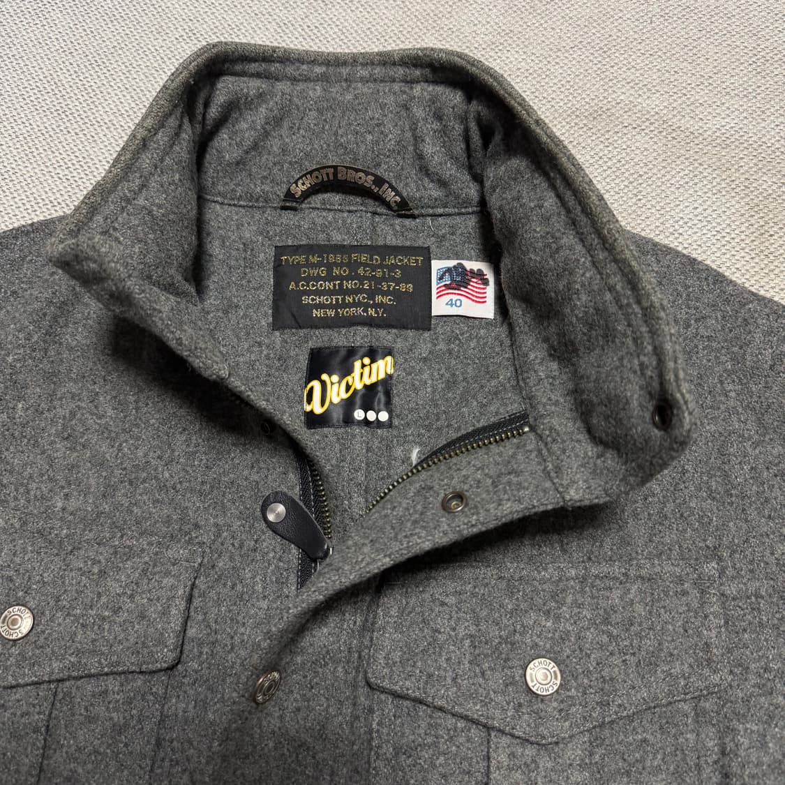 VICTIM x SCHOTT 쇼트 울 필드 자켓 상품이미지3